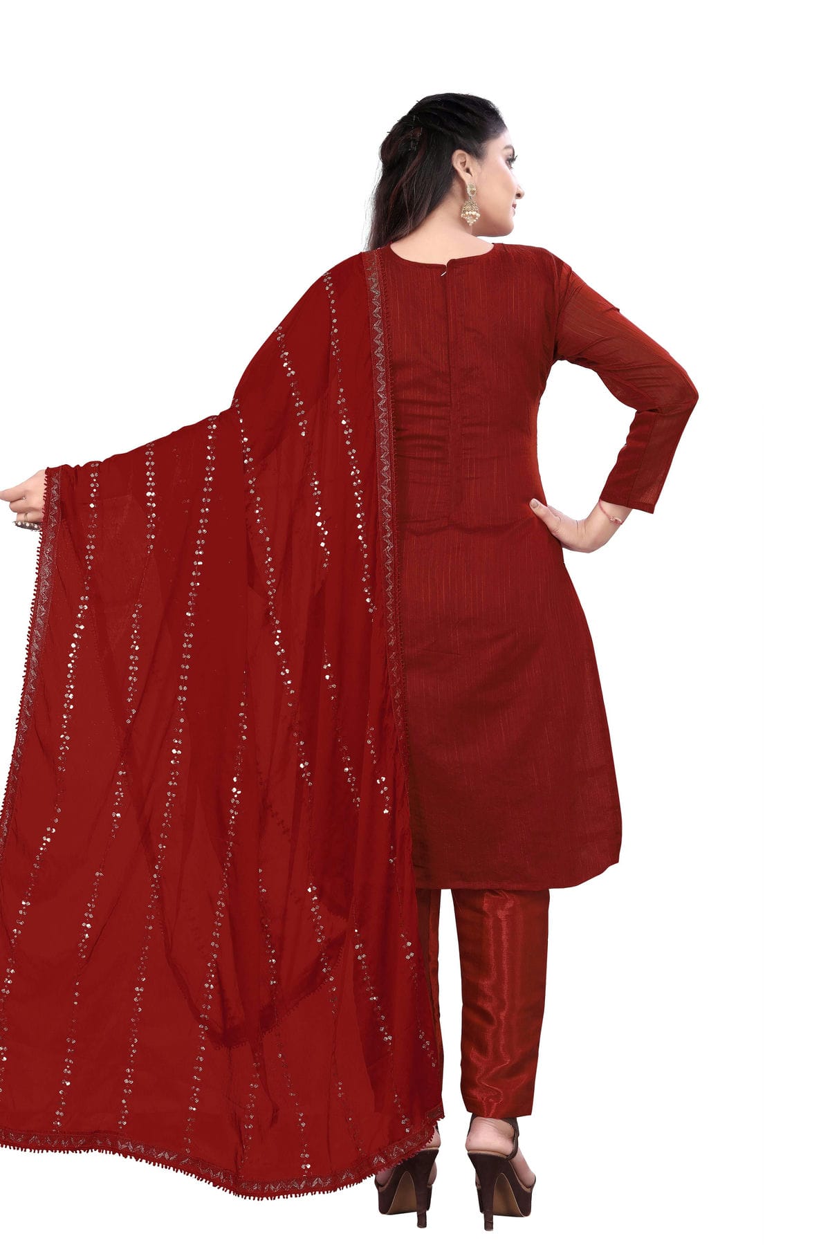 Maroon Colour Unstitched Chanderi Cotton Straight Suit VSUS1160666