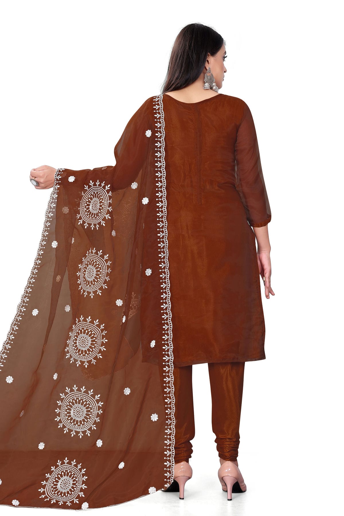 Maroon Colour Unstitched Organza Churidar Suit VSUS1160711