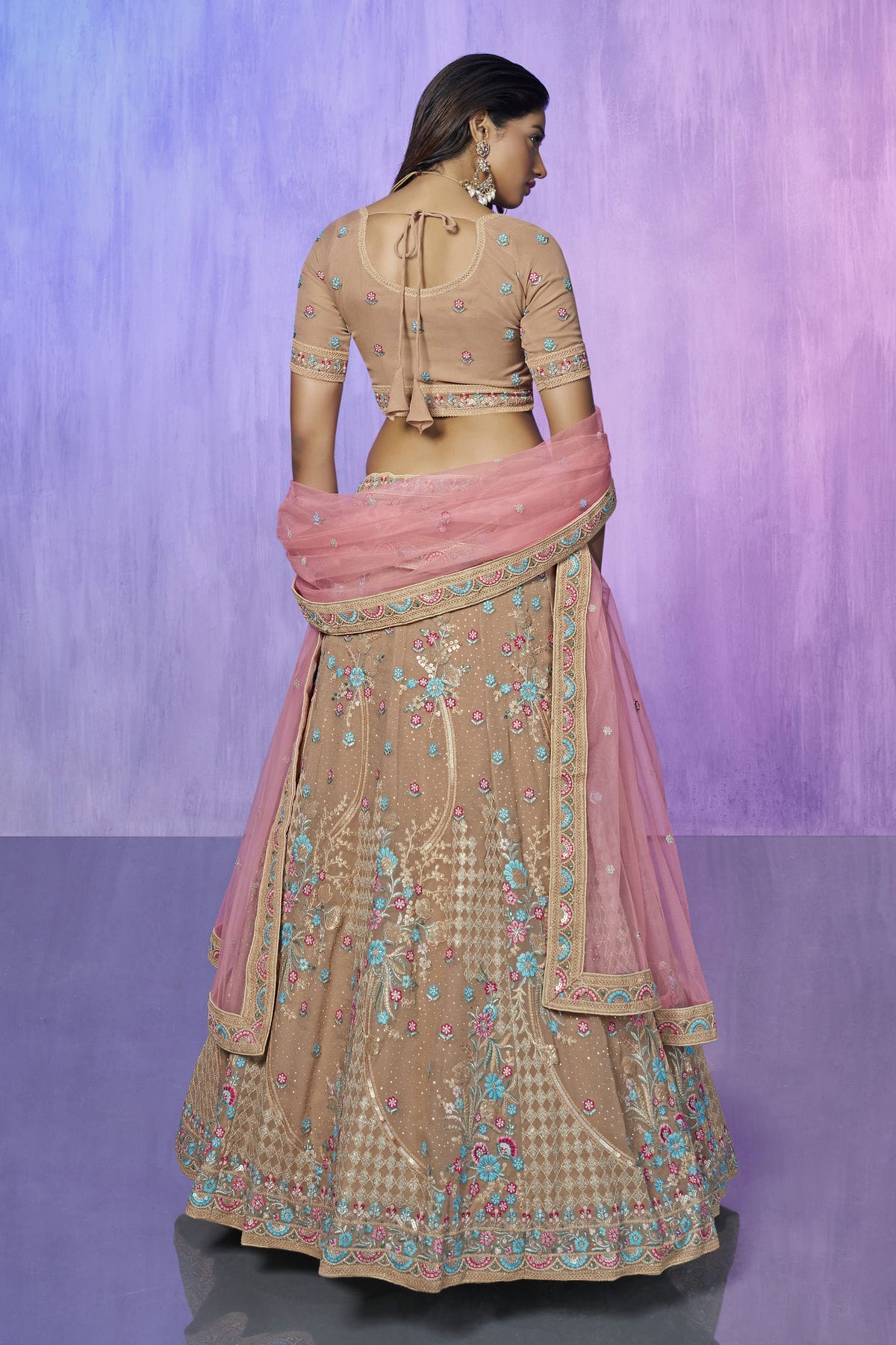 Mauve Colour Embroidery Georgette Lehenga Choli VSLD1080731
