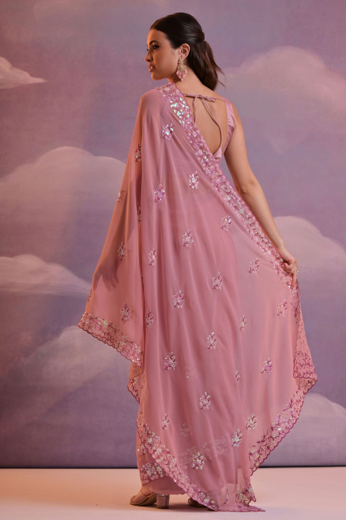 Mauve Colour Georgette Saree VSSD1110518