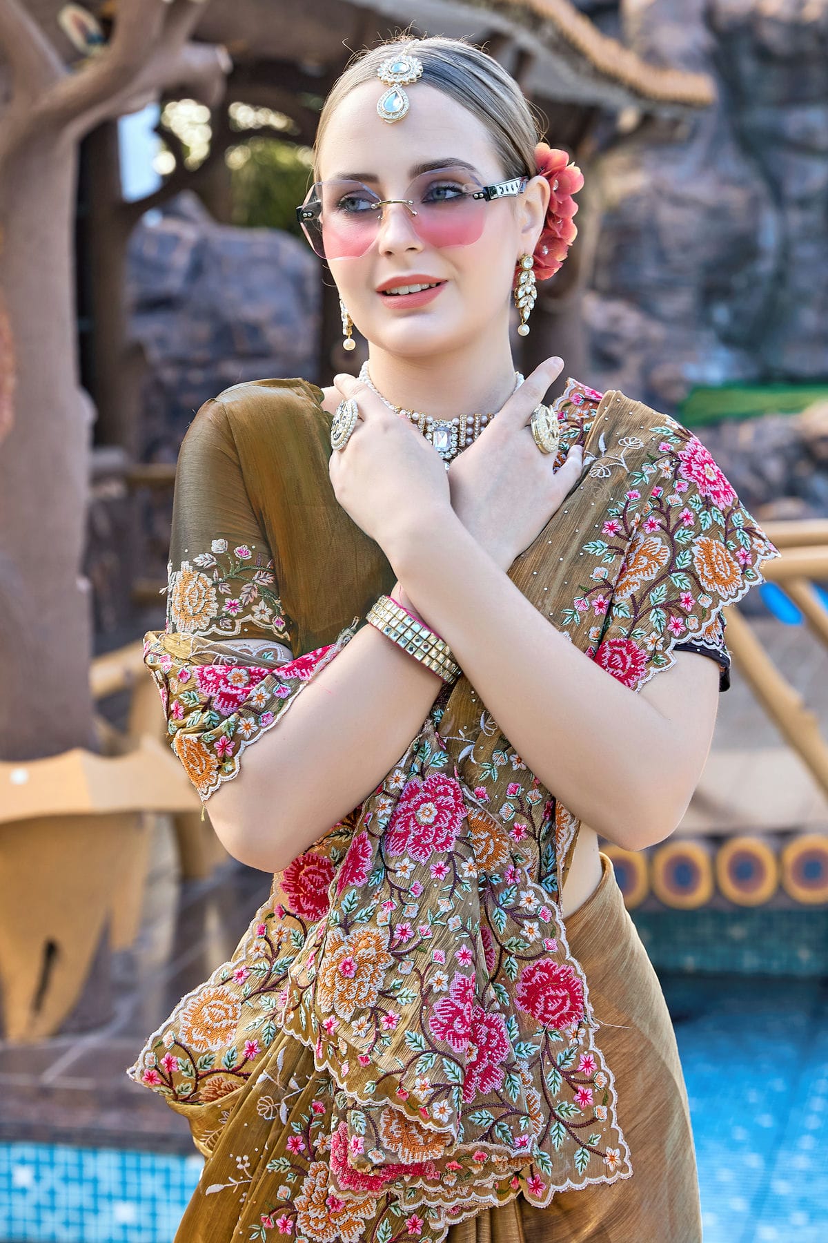 Mehendi Green Colour Burberry Silk Designer Saree VSSD1121852