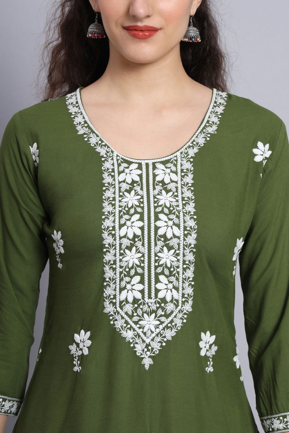 Mehendi Green Colour Rayon Kurti VSKR1111075