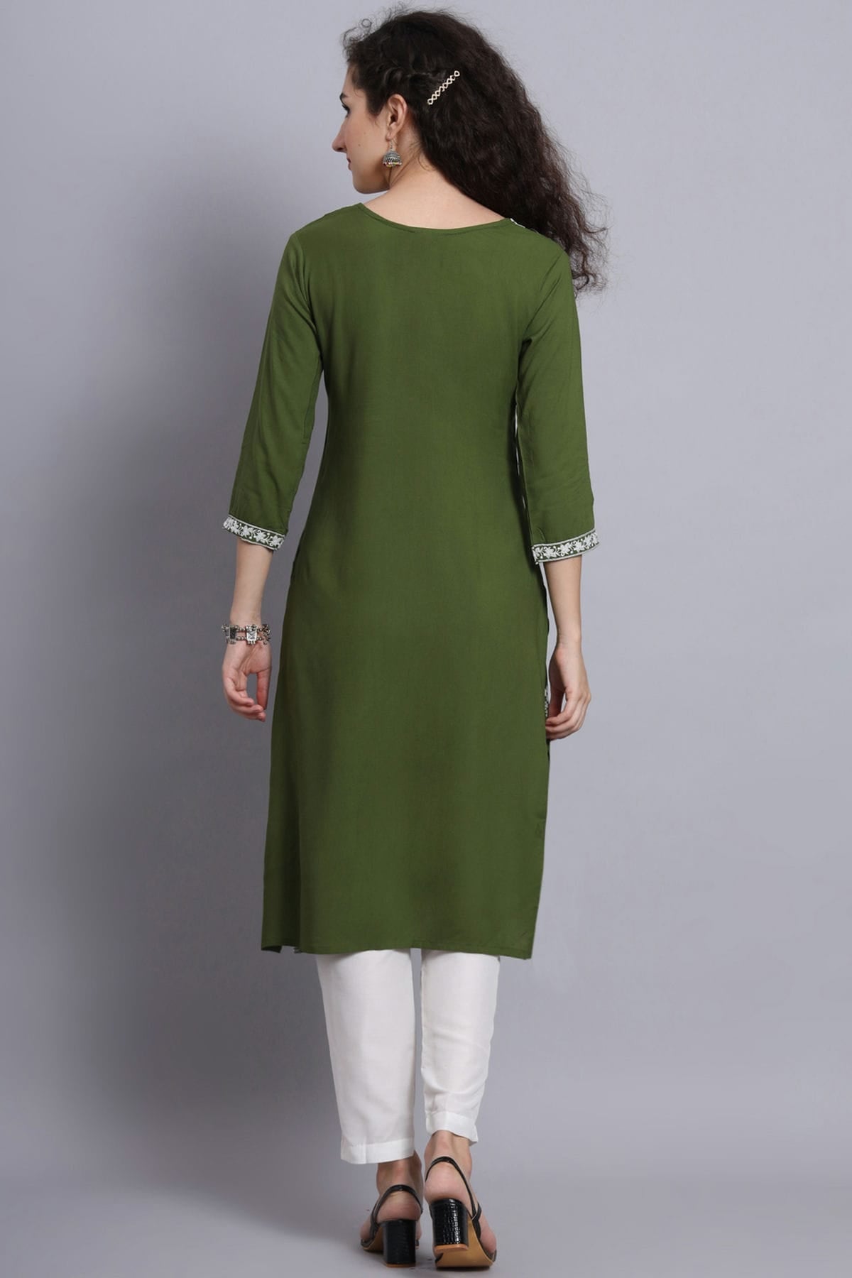 Mehendi Green Colour Rayon Kurti VSKR1111217
