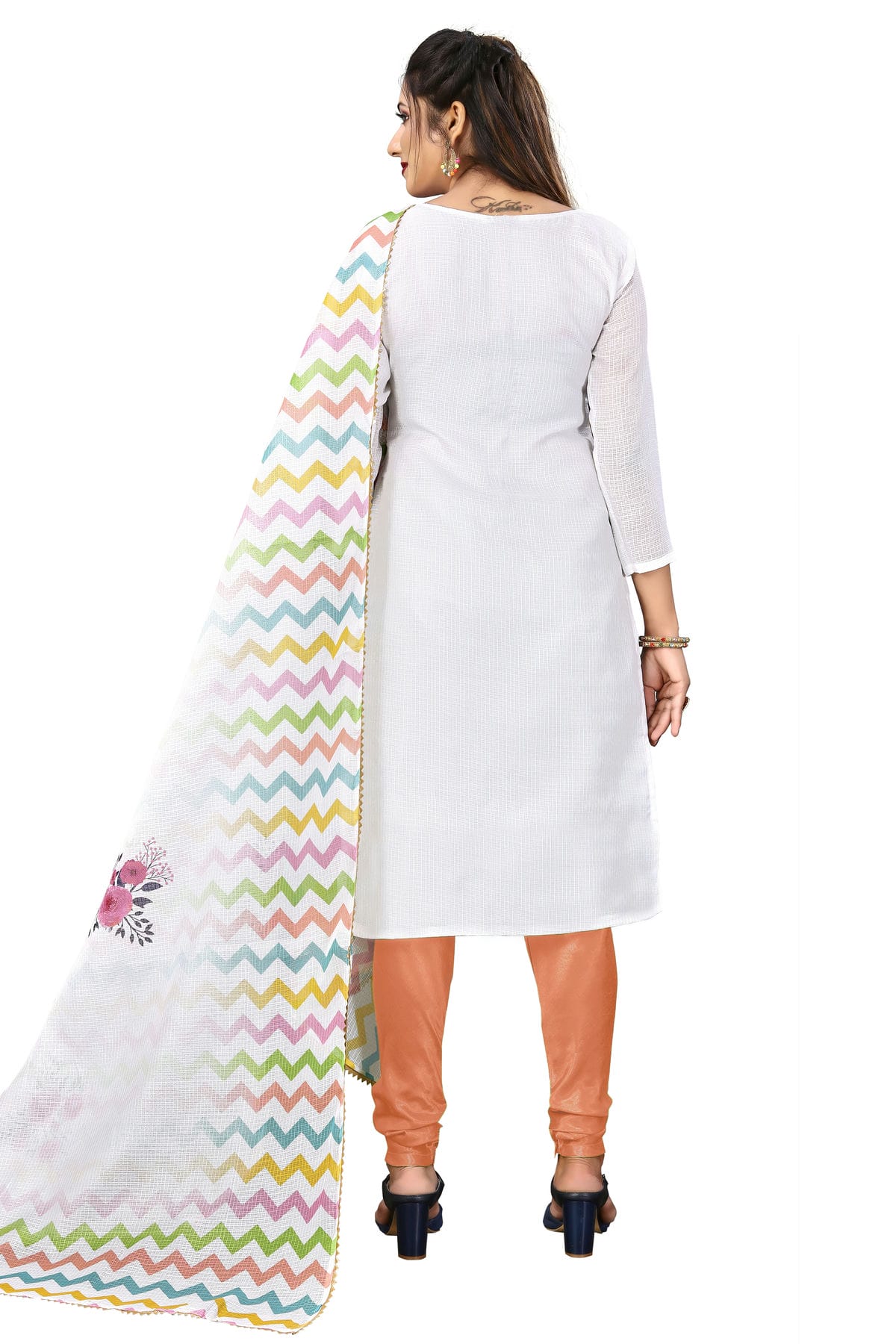 Multi Colour Unstitched Cotton Churidar Suit VSUS1160965