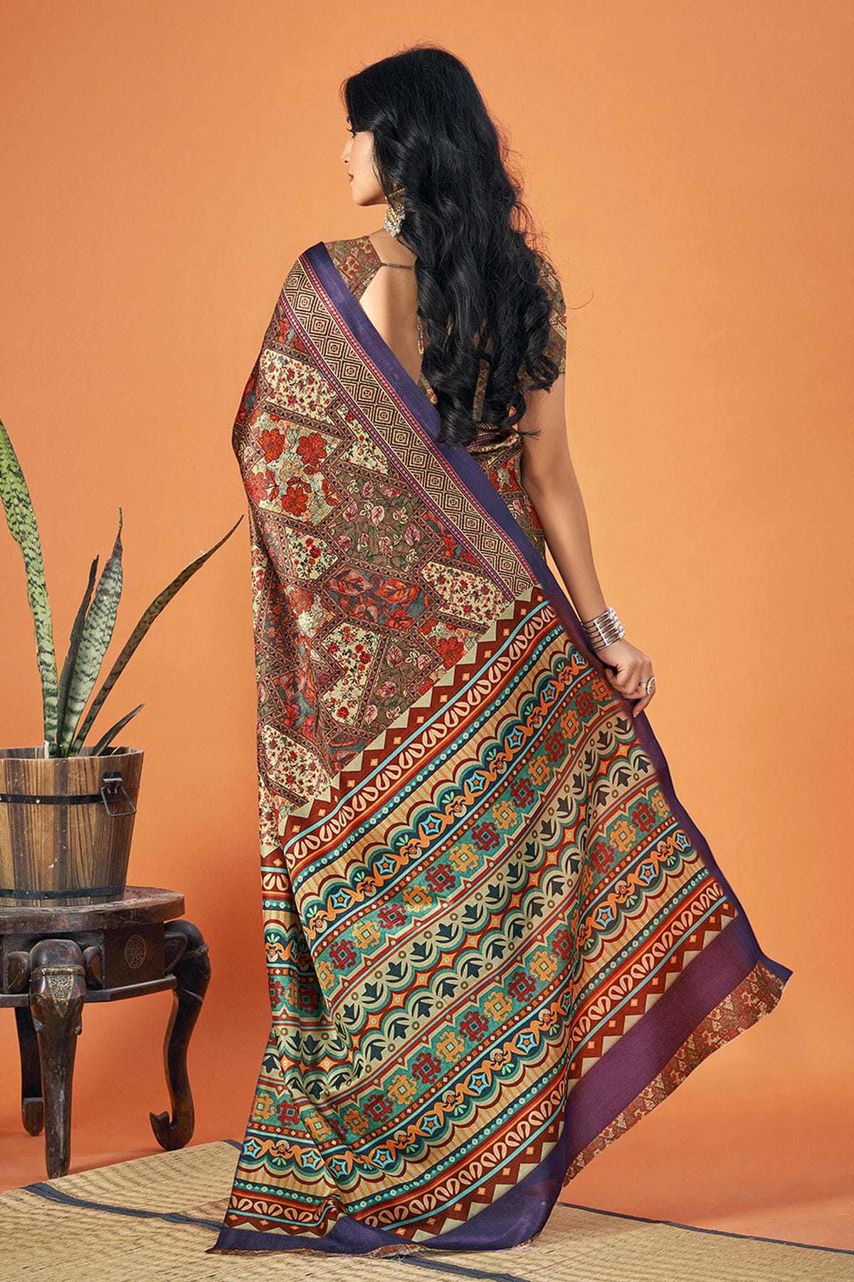 Multicolour Colour Pashmina Saree VSSD1110319