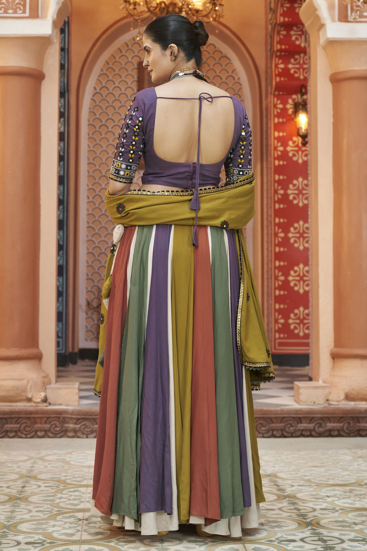 Multicolour Viscose Rayon Navratri Lehenga VSLC1150242