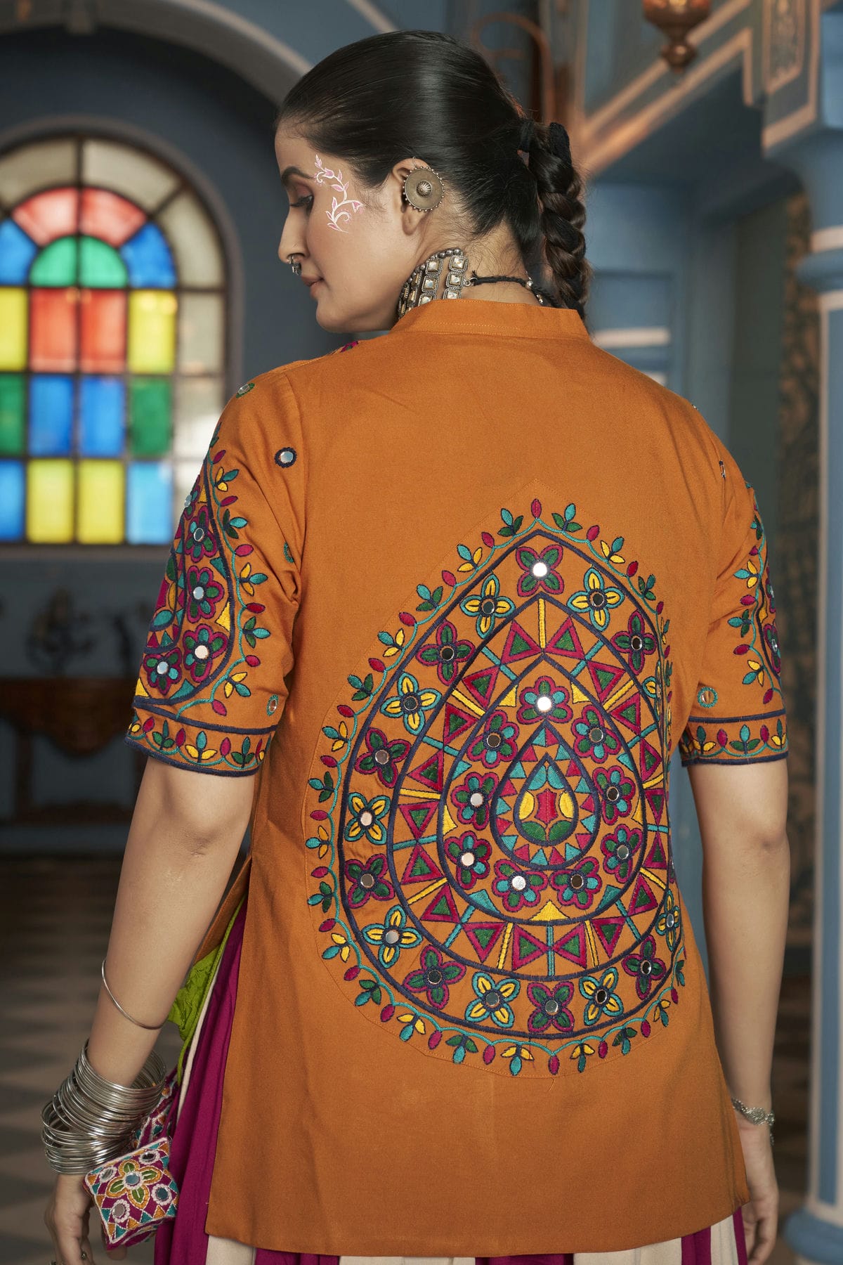 Multicolour Viscose Rayon Navratri Lehenga VSLC1150251