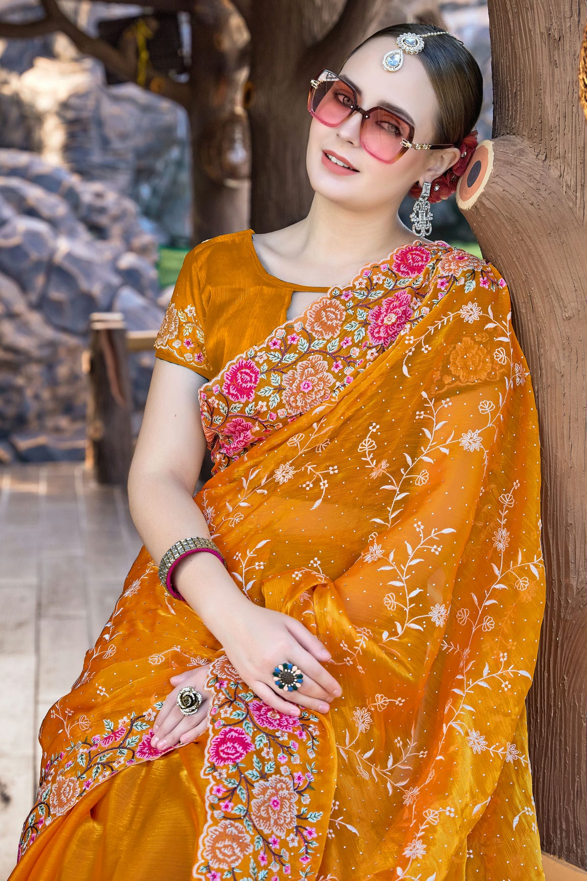 Mustard Colour Burberry Silk Designer Saree VSSD1121856