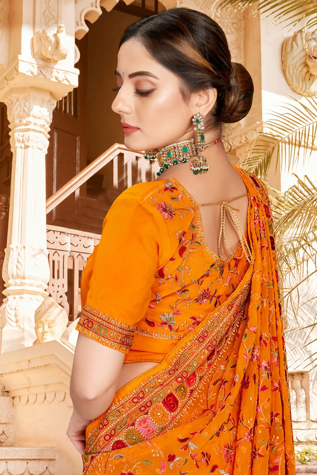 Mustard Colour Georgette Designer Saree VSLC1121308