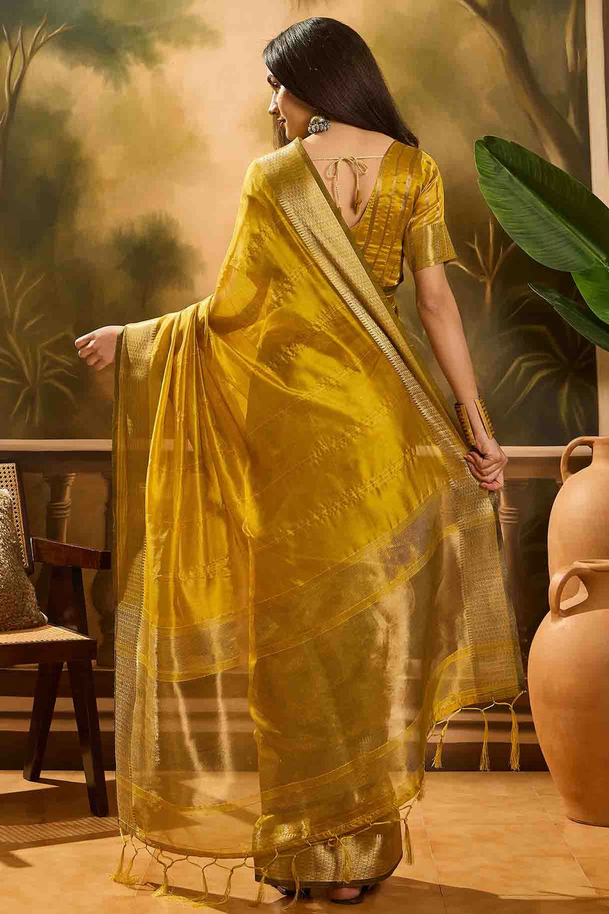 Mustard Colour Khadi Organza Traditional Saree VSSD1113875