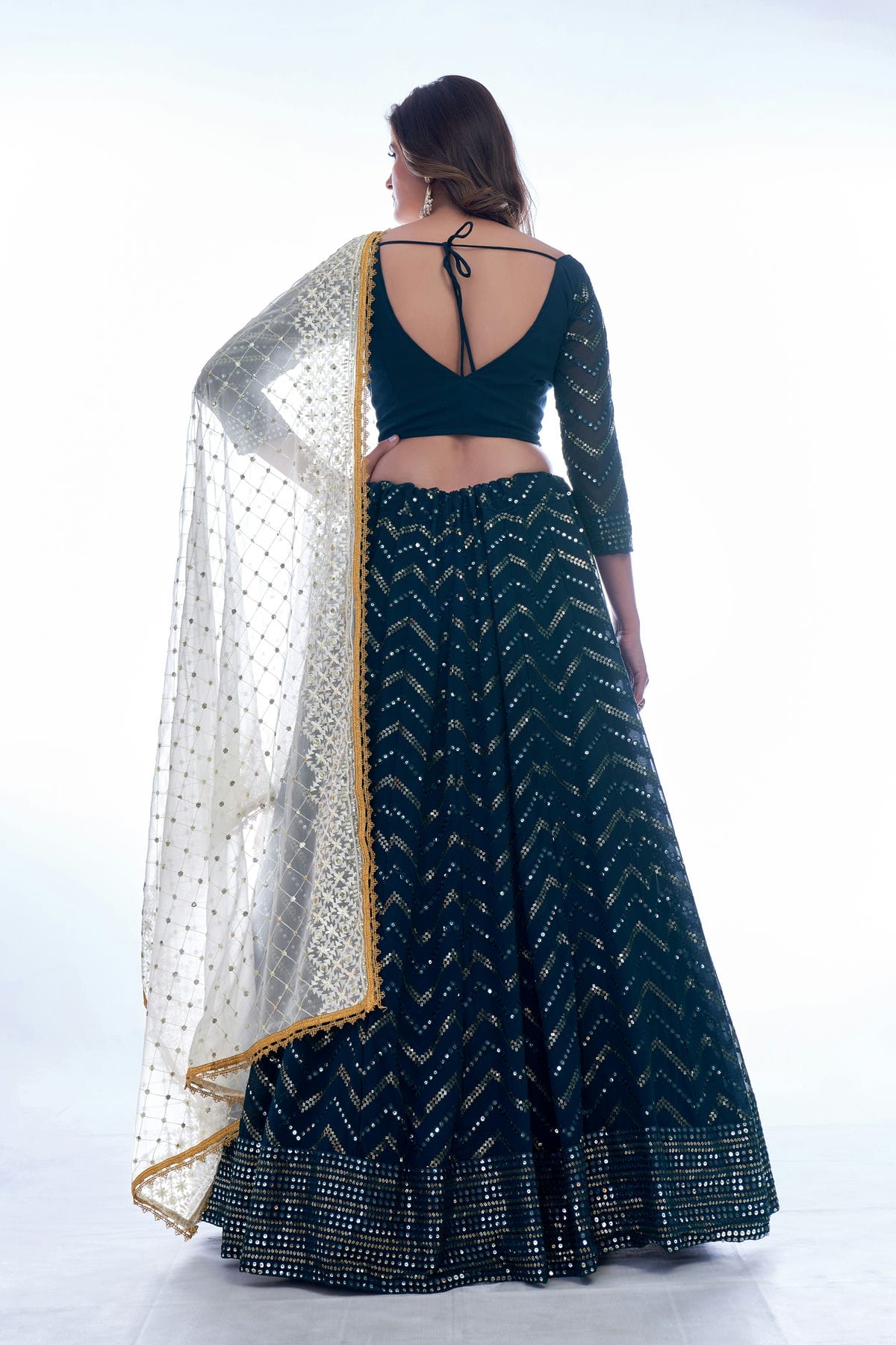 Navy Blue Colour Embroidery Georgette Lehenga Choli VSLD1080750
