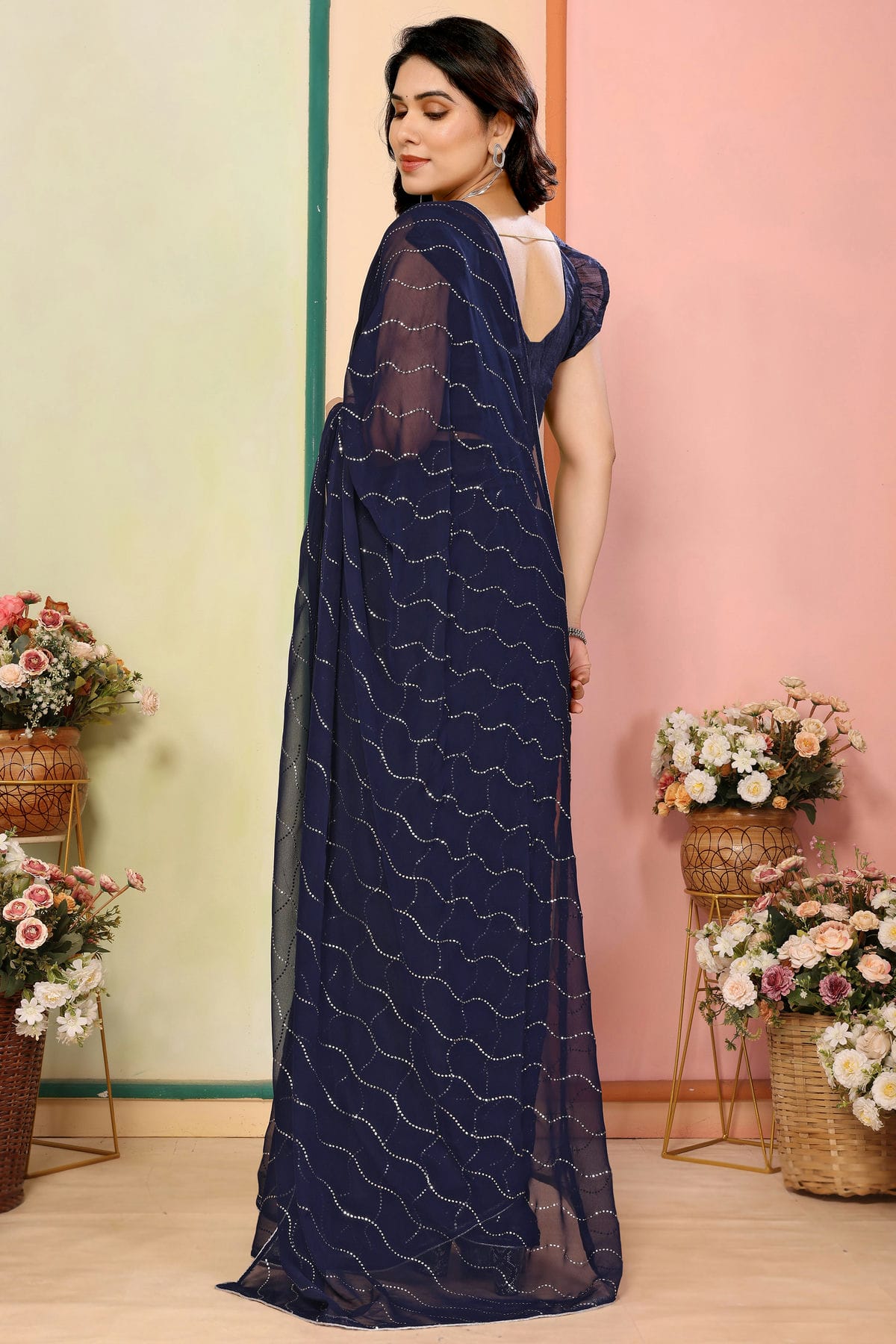 Navy Blue Colour Georgette Saree VSSD1180144