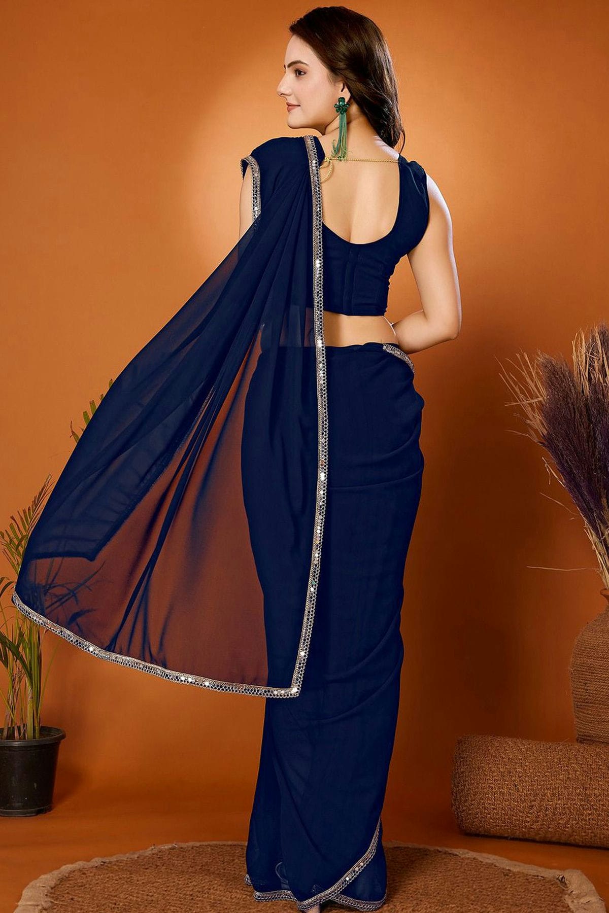 Navy Blue Colour Georgette Saree VSSD1180186