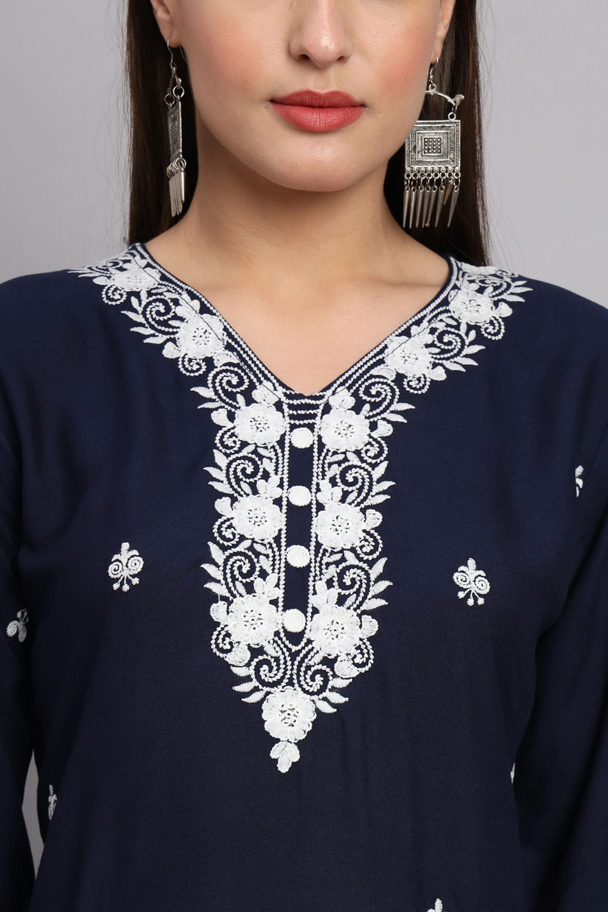 Navy Blue Colour Rayon Kurti VSKR1111079