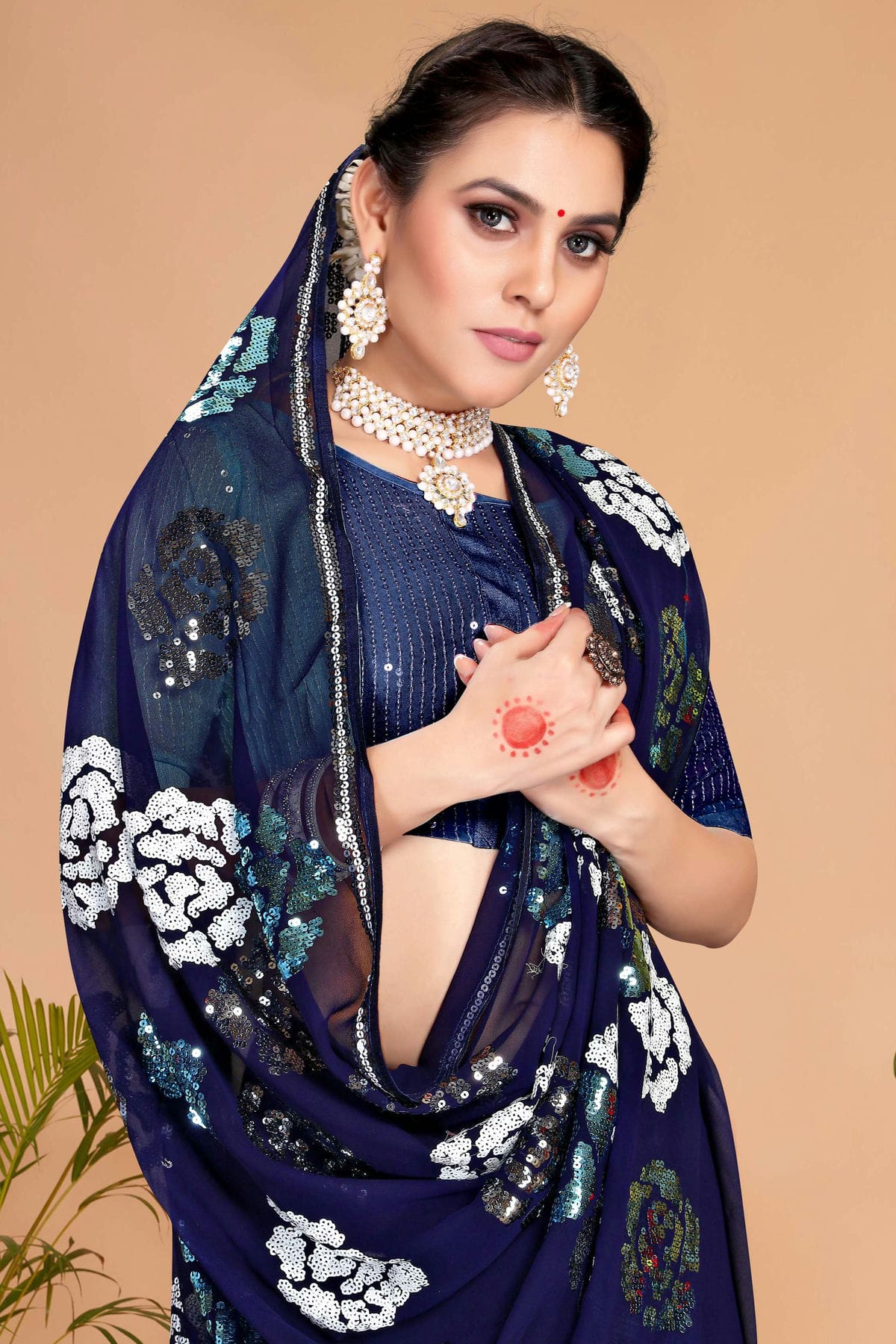 Navy Blue Colour Georgette Saree VSSD1090735