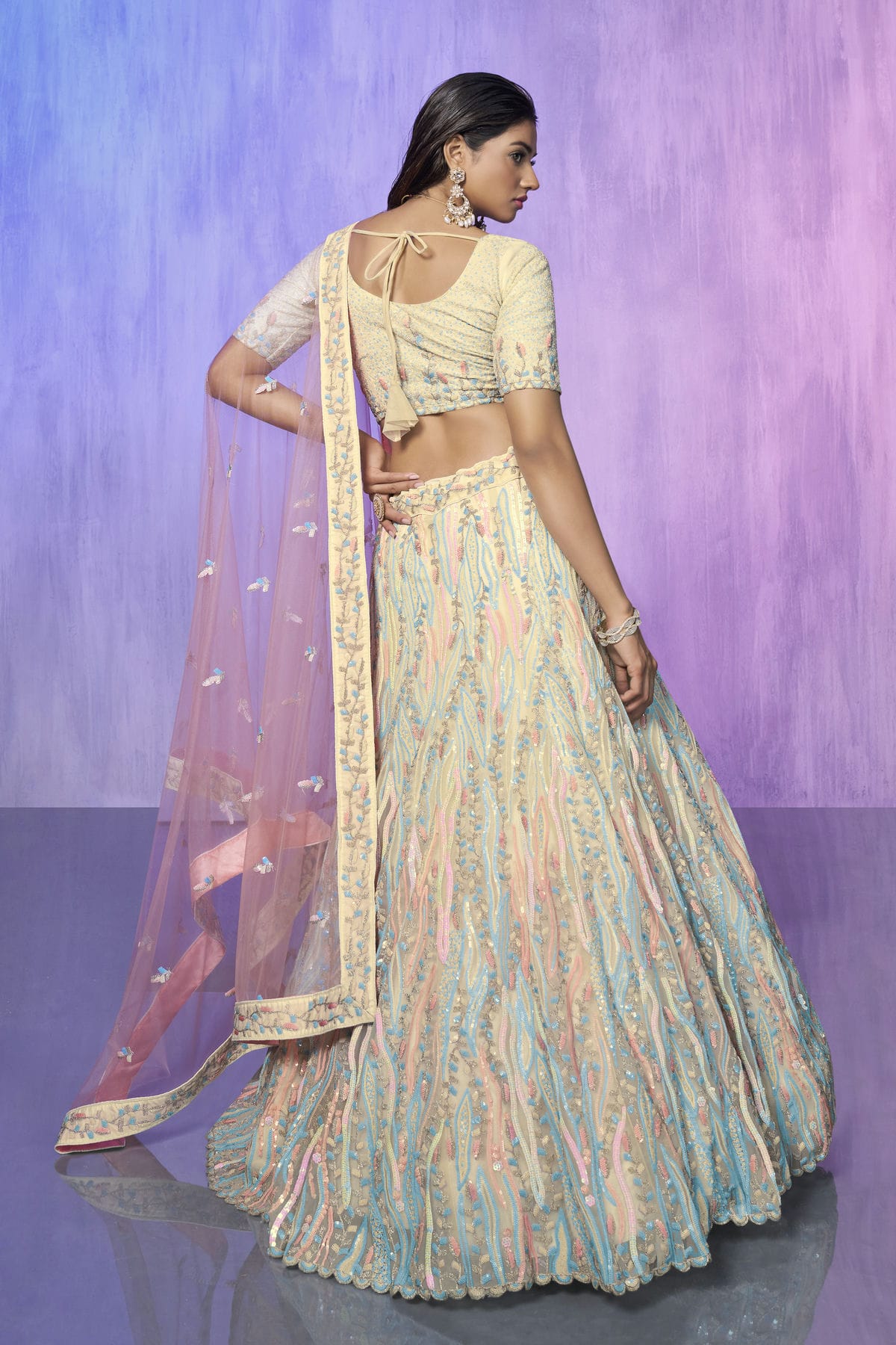 Off White Colour Embroidery Organza Lehenga Choli VSLD1080730