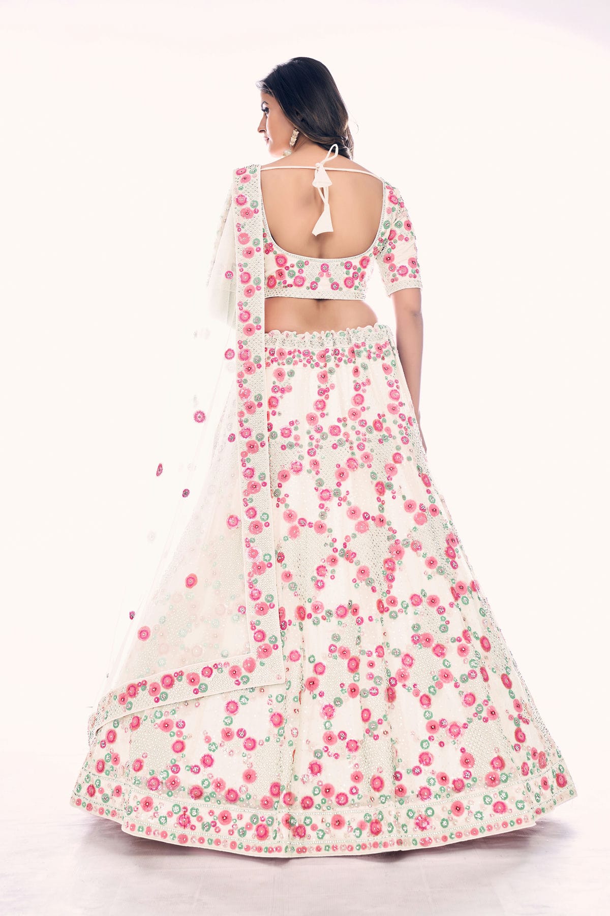 Off White Colour Embroidery Soft Net Lehenga Choli VSLD1080762