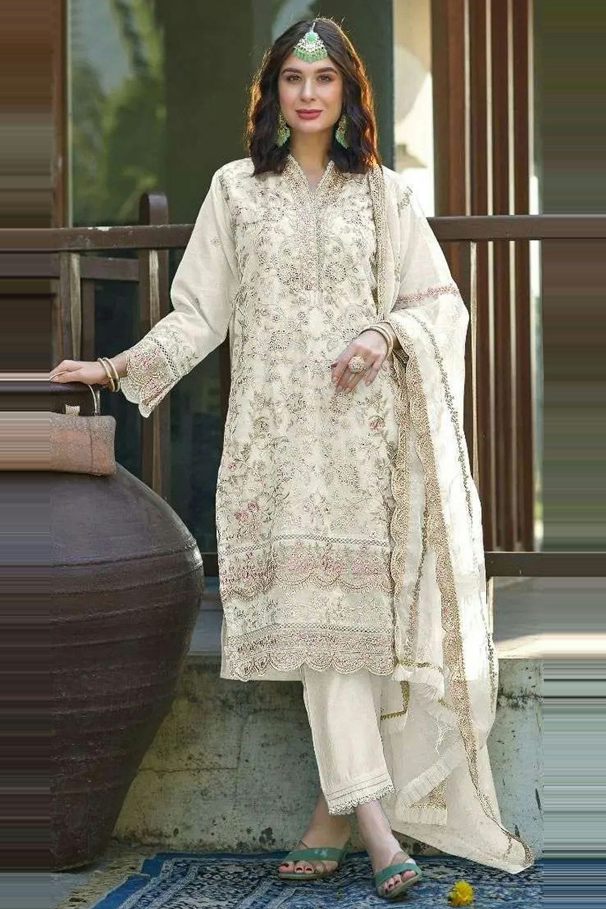 slim fit dress slacks Sobia Nazir Summer Luxury Lawn Suit - Design 13B