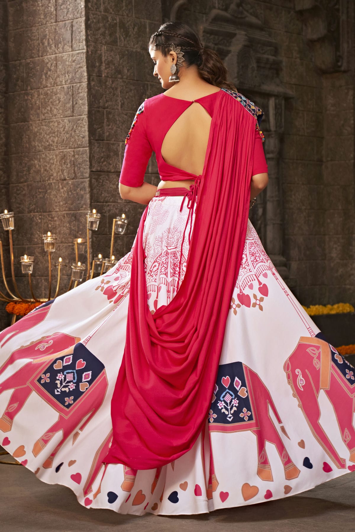 Off White Colour Rayon Navratri Lehenga VSLC1150221