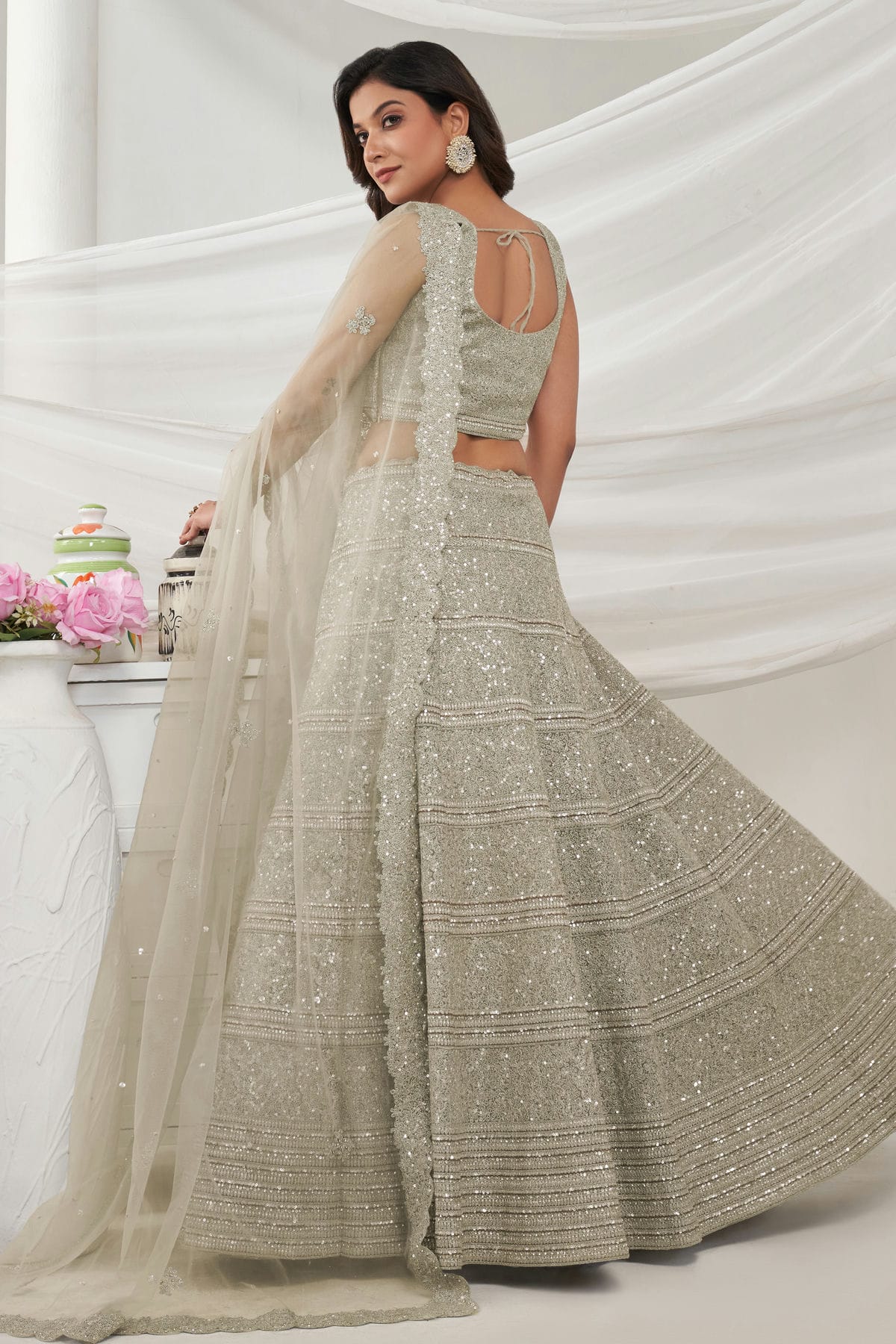 Off White Colour Soft Net Lehenga Choli VSLC1030012