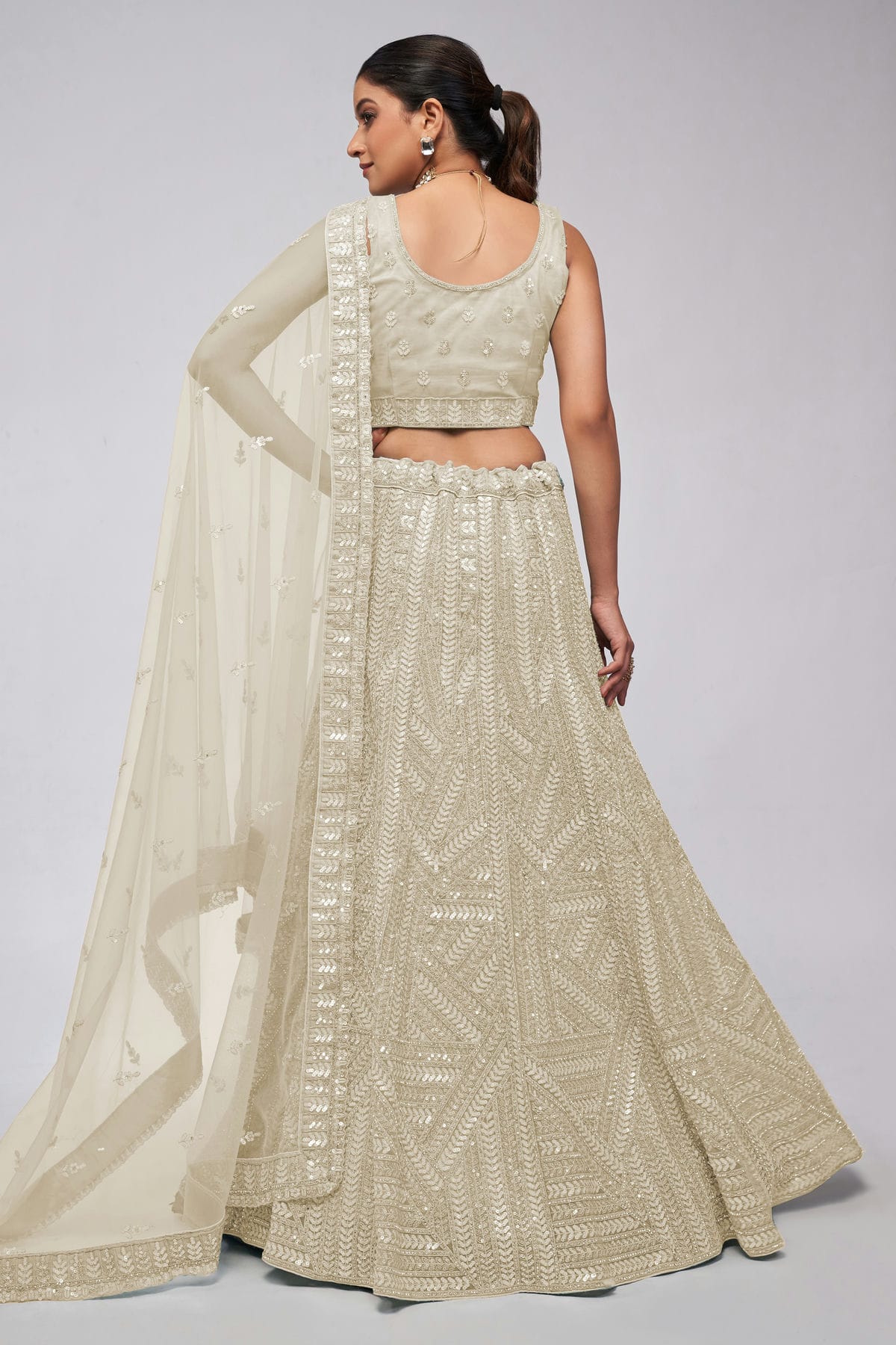Off White Colour Soft Net Lehenga Choli VSLC1030034