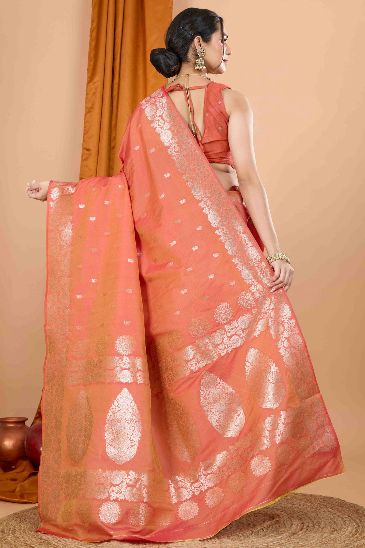 Orange Colour Banarasi Silk Woven Work Traditional Saree VSSD1113533