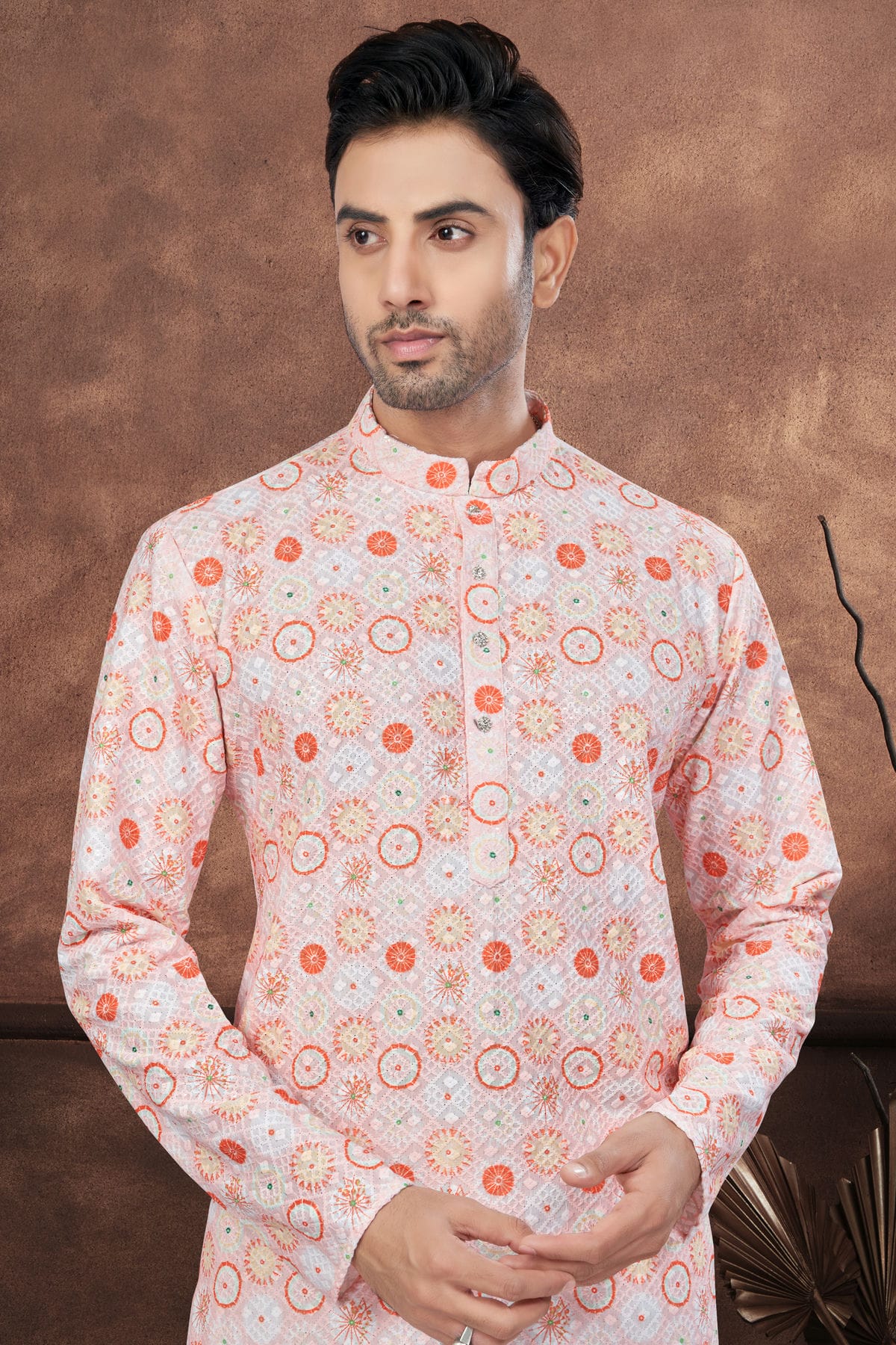 Orange and Cream Colour Soft Rayon Kurta Pajama VSKP1040681