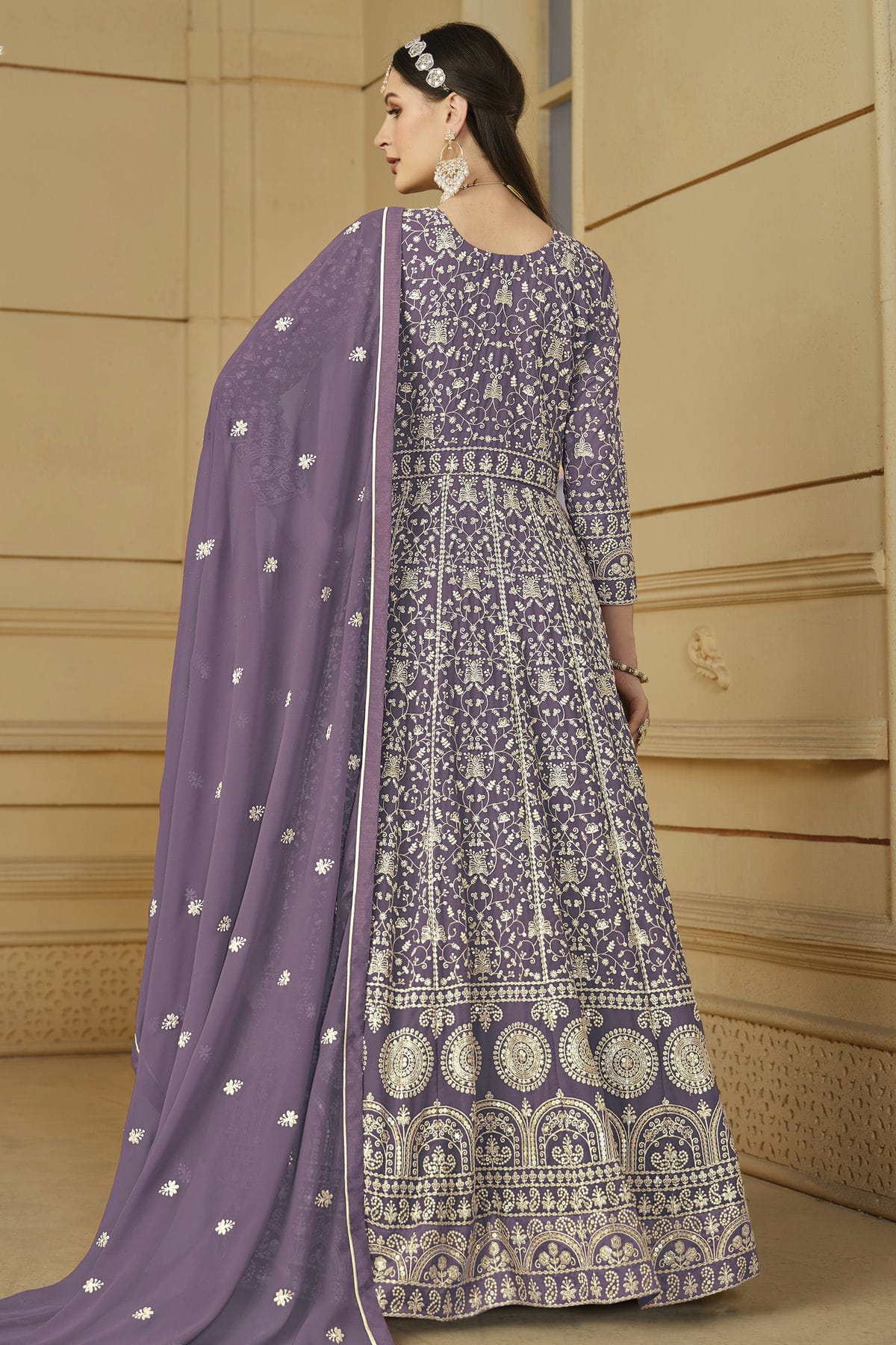 Pastel Blue Colour Semi Stitched Faux Georgette Anarkali Suit VSSM1050462