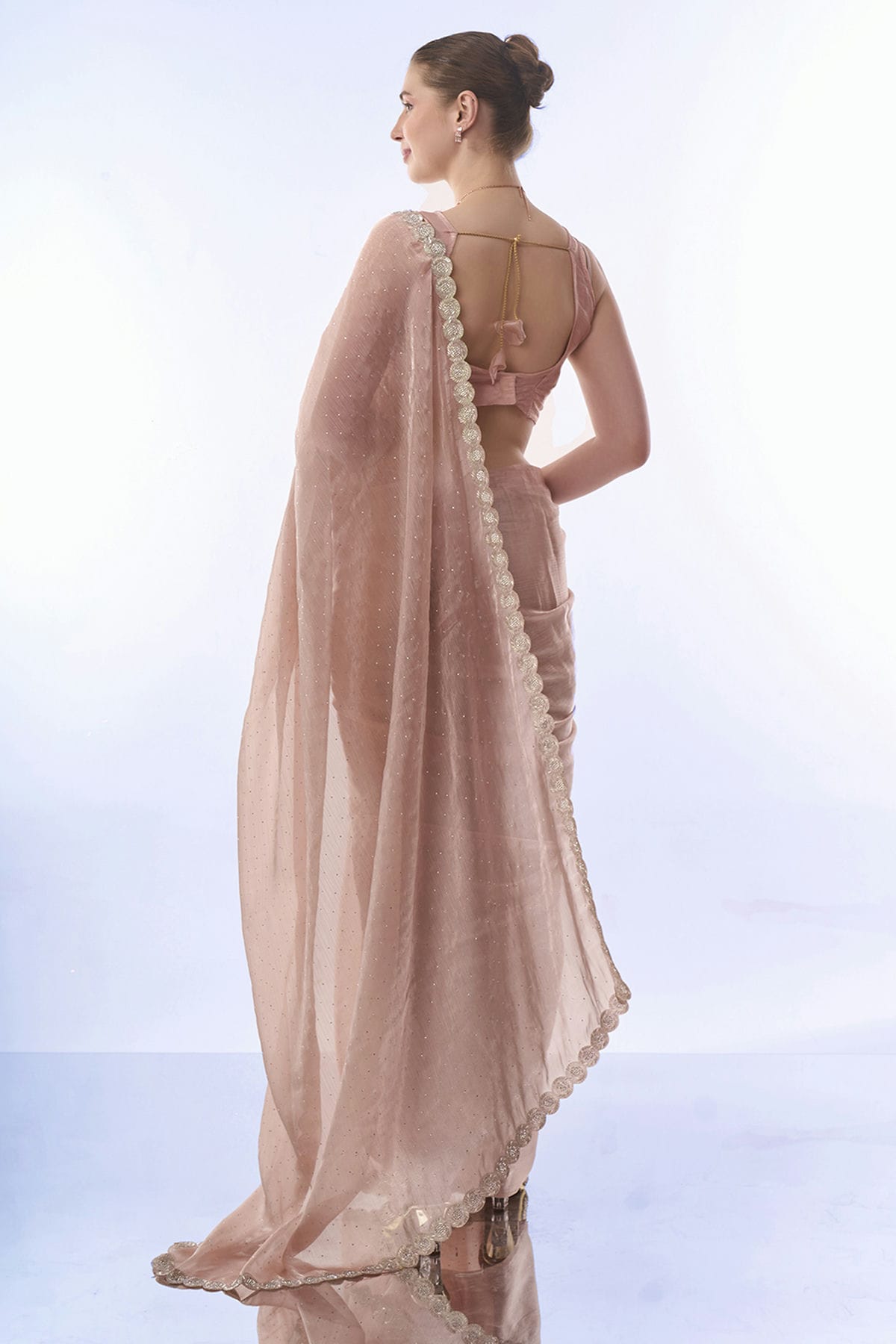 Peach Colour Burburry Saree VSSD1110438