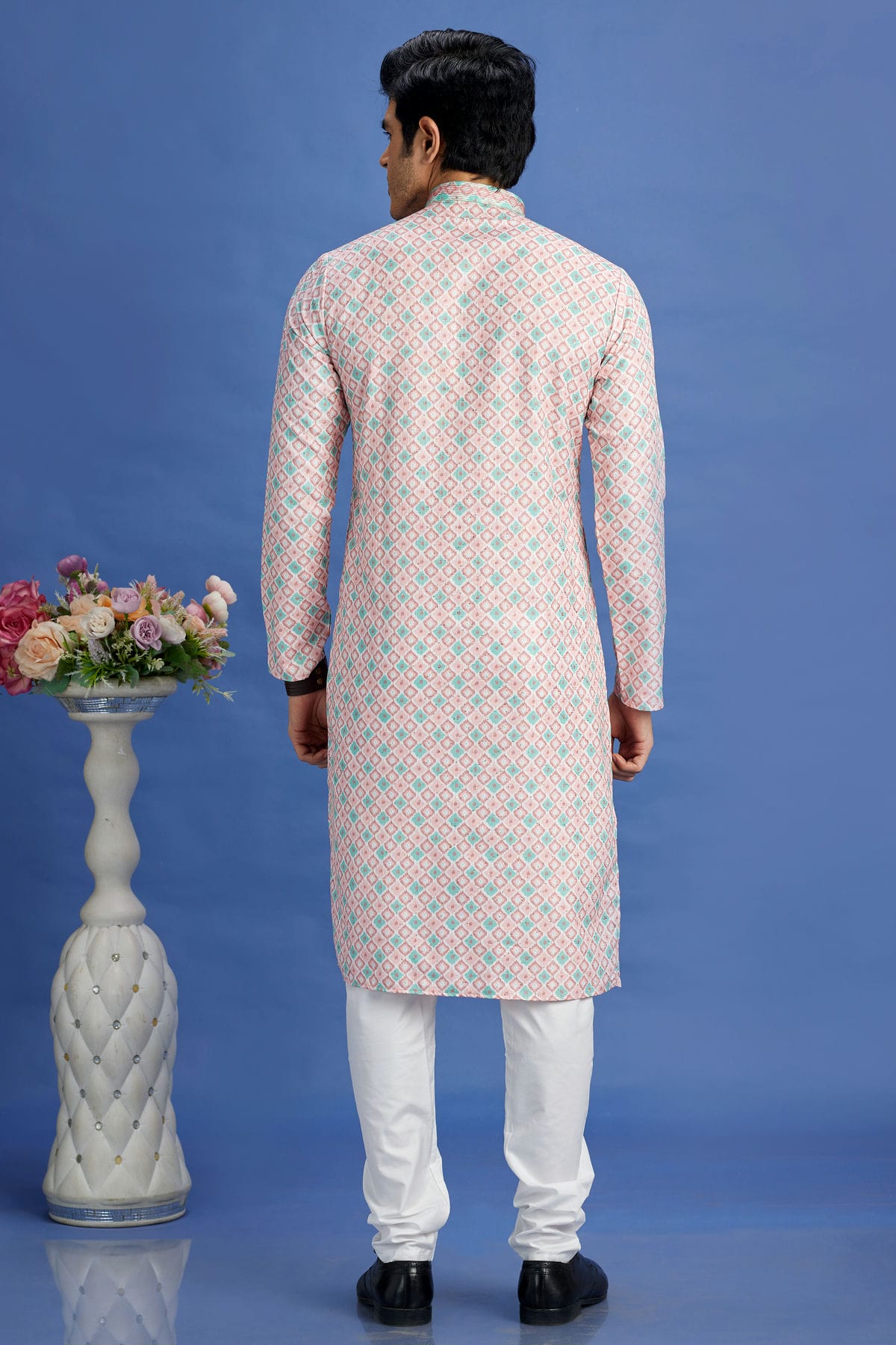 Peach Colour Cotton Pintex Work Kurta Pajama VSKP1230164