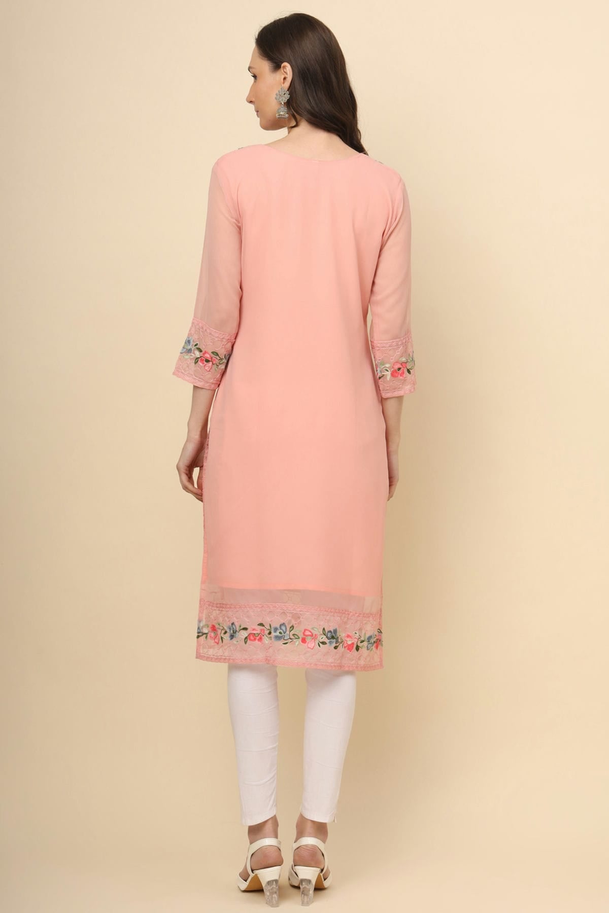 Peach Colour Georgette Kurti VSKR1111195