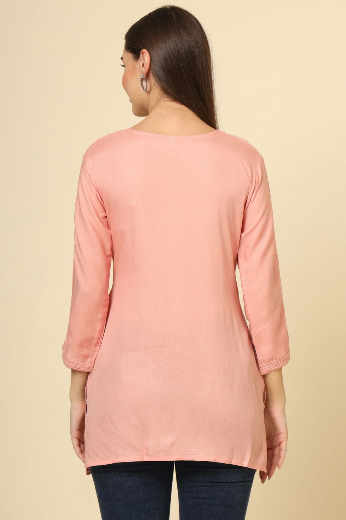 Peach Colour Rayon Readymade Top VSTP1110865