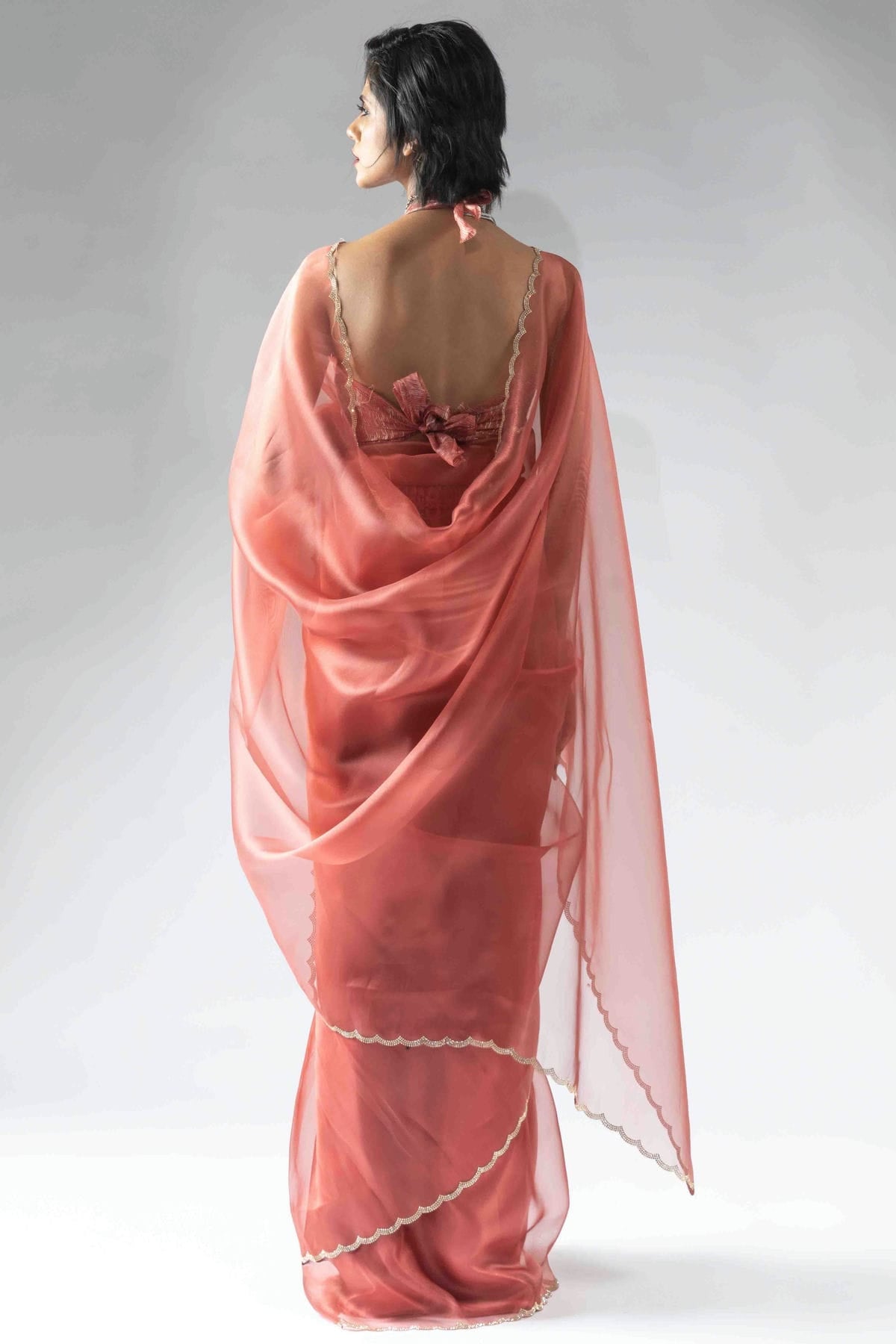 Peach Colour Tissue Silk Ready To Wear Saree VSSD1122048