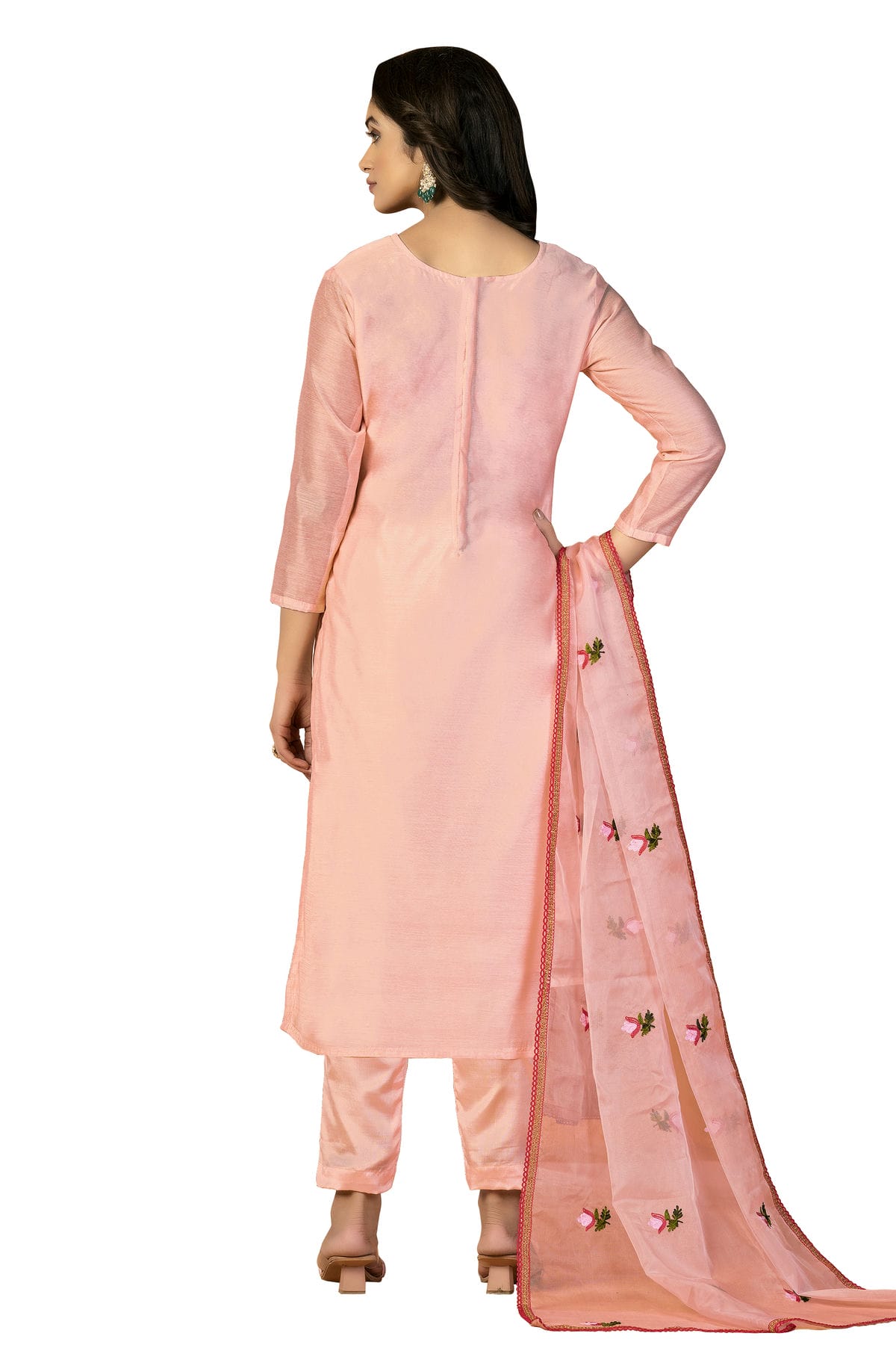 Peach Colour Unstitched Modal Silk Fabric Straight Suit VSUS1160930