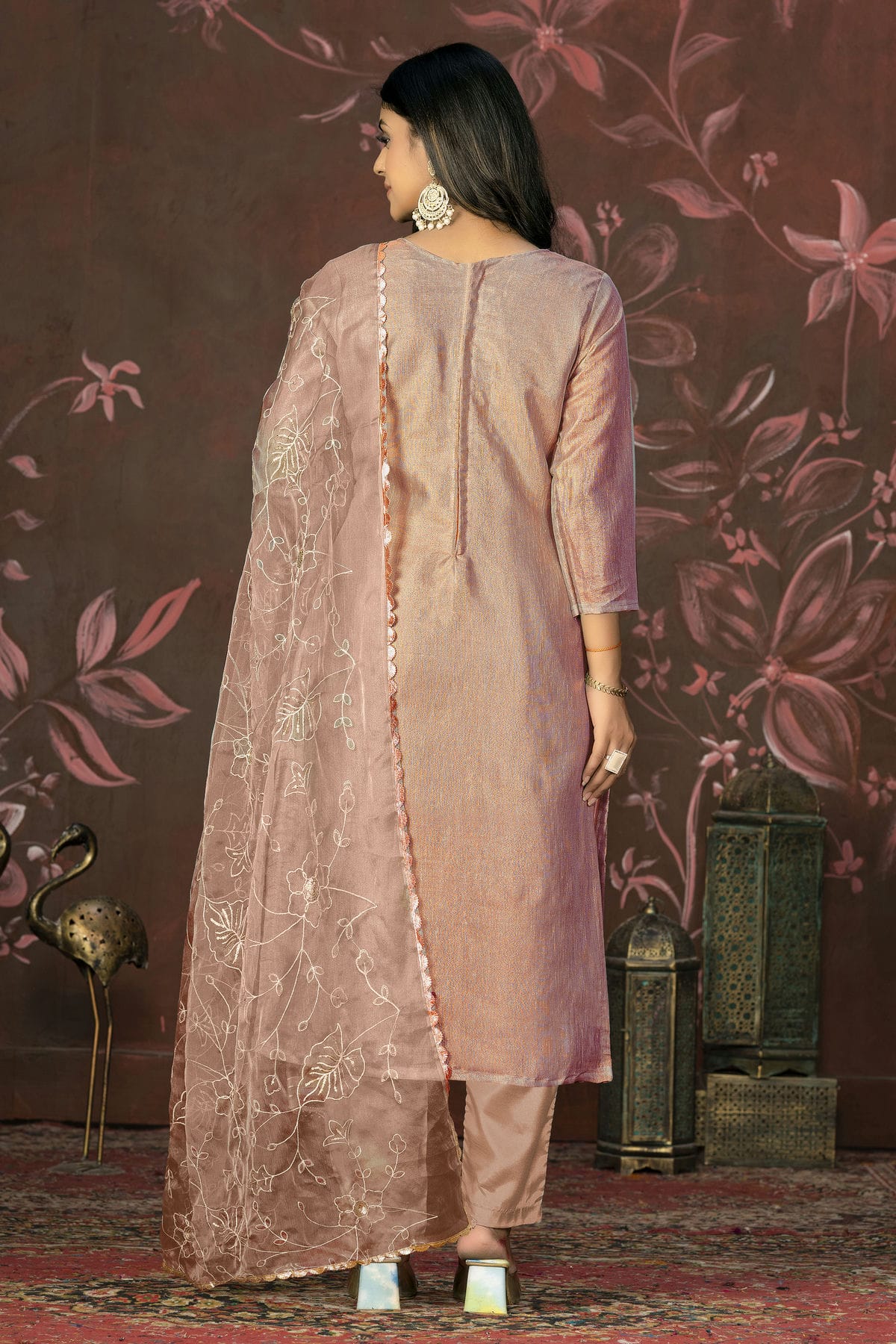 Peach Colour Unstitched Simmar Cotton Pant Style Suit VSUS1161313