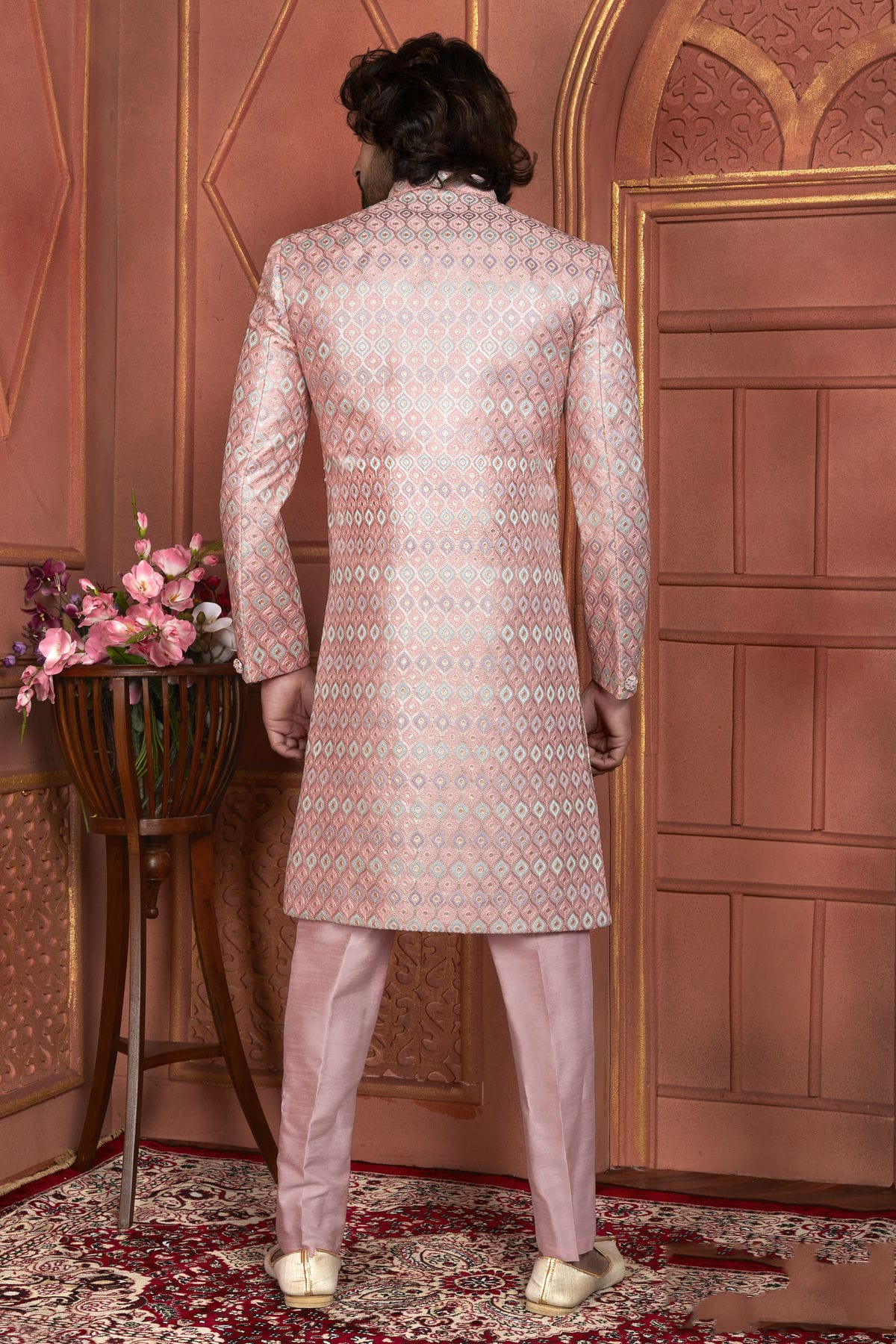 Pink Colour Art Silk Indowestern Sherwani With Aligadhi Pant VSSH1230006