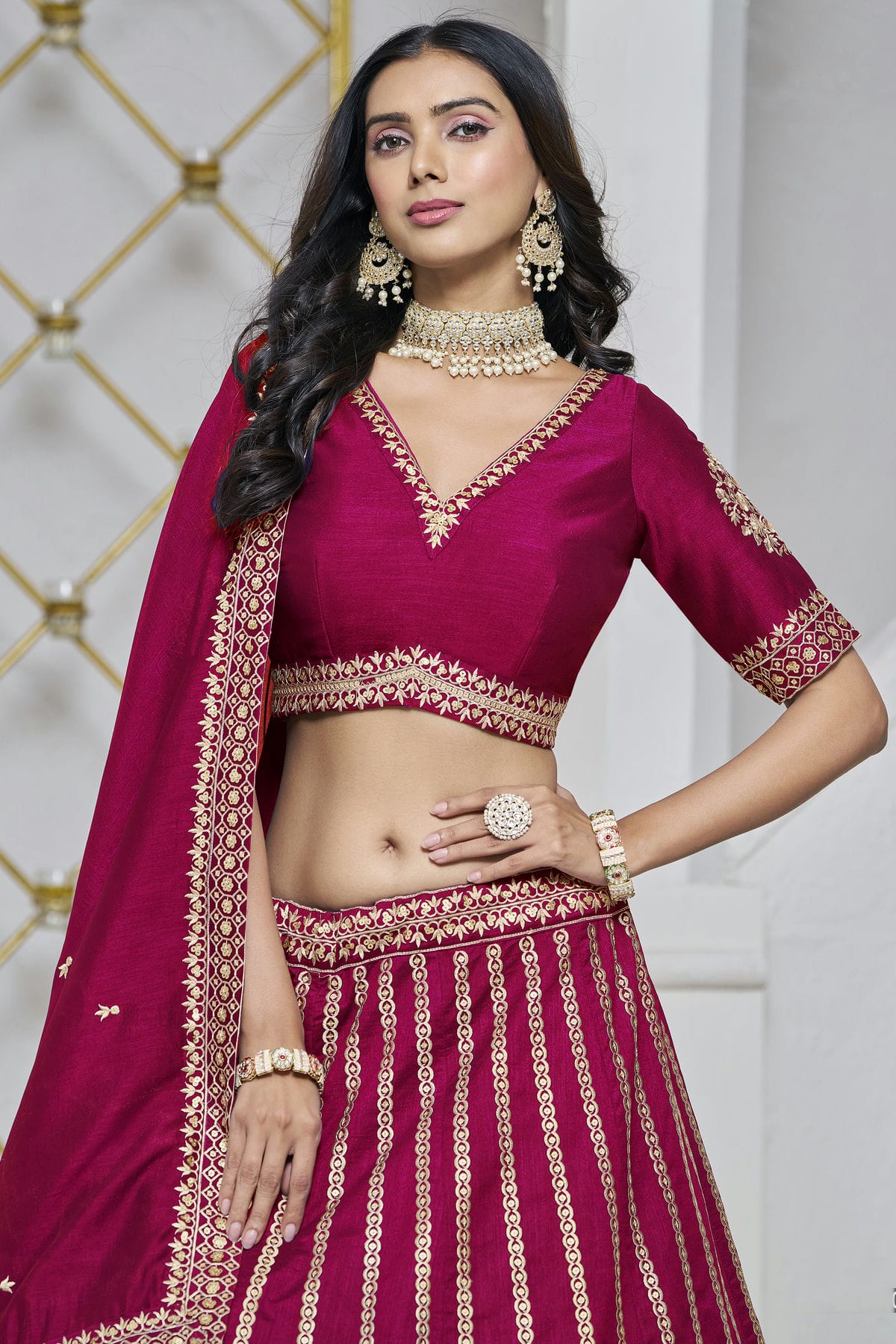 Pink Colour Art Silk Lehenga Choli VSLC1050644