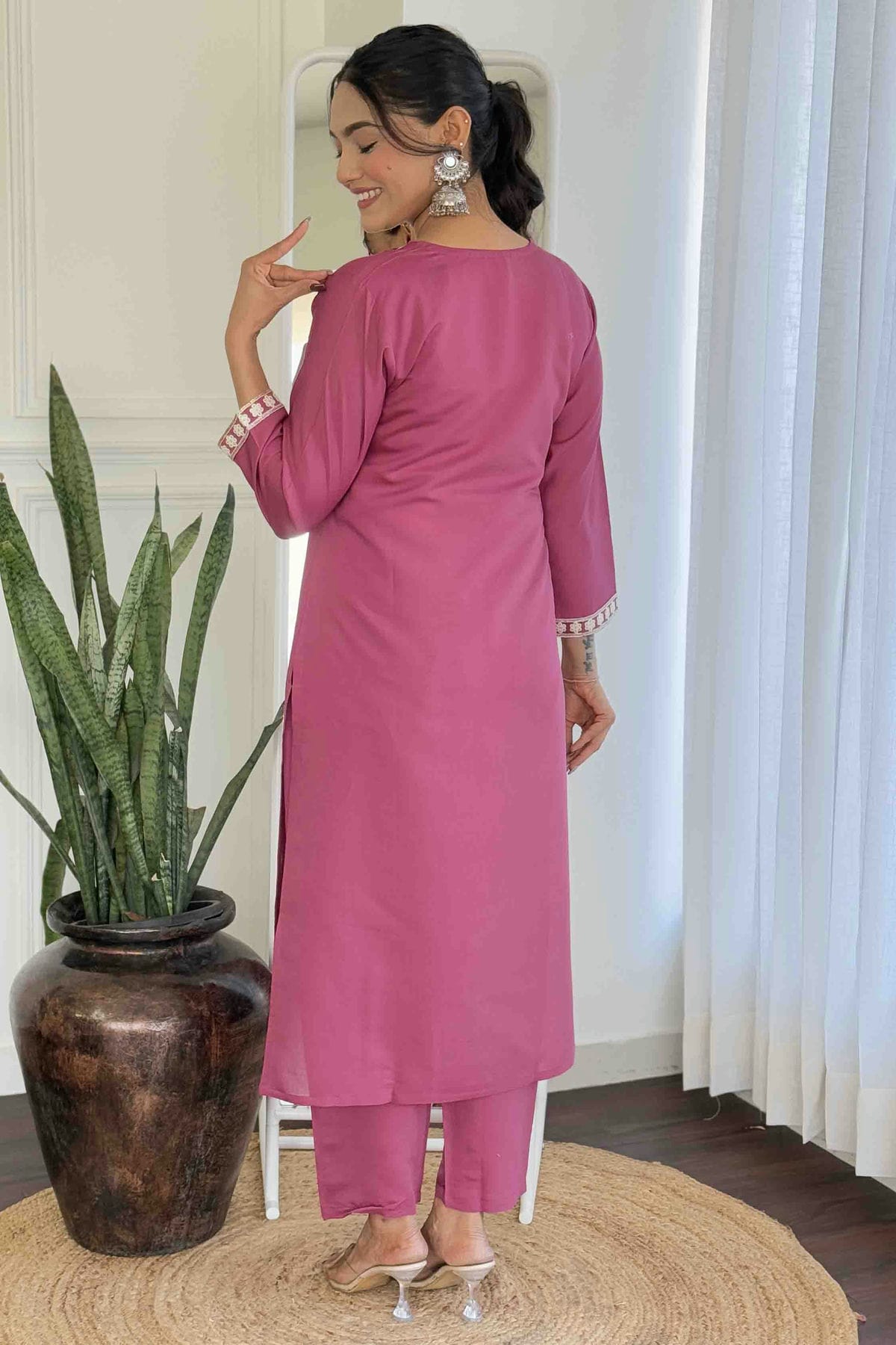 Pink Colour Chanderi Silk Embroidery Pant Style Suit VSSS1113646