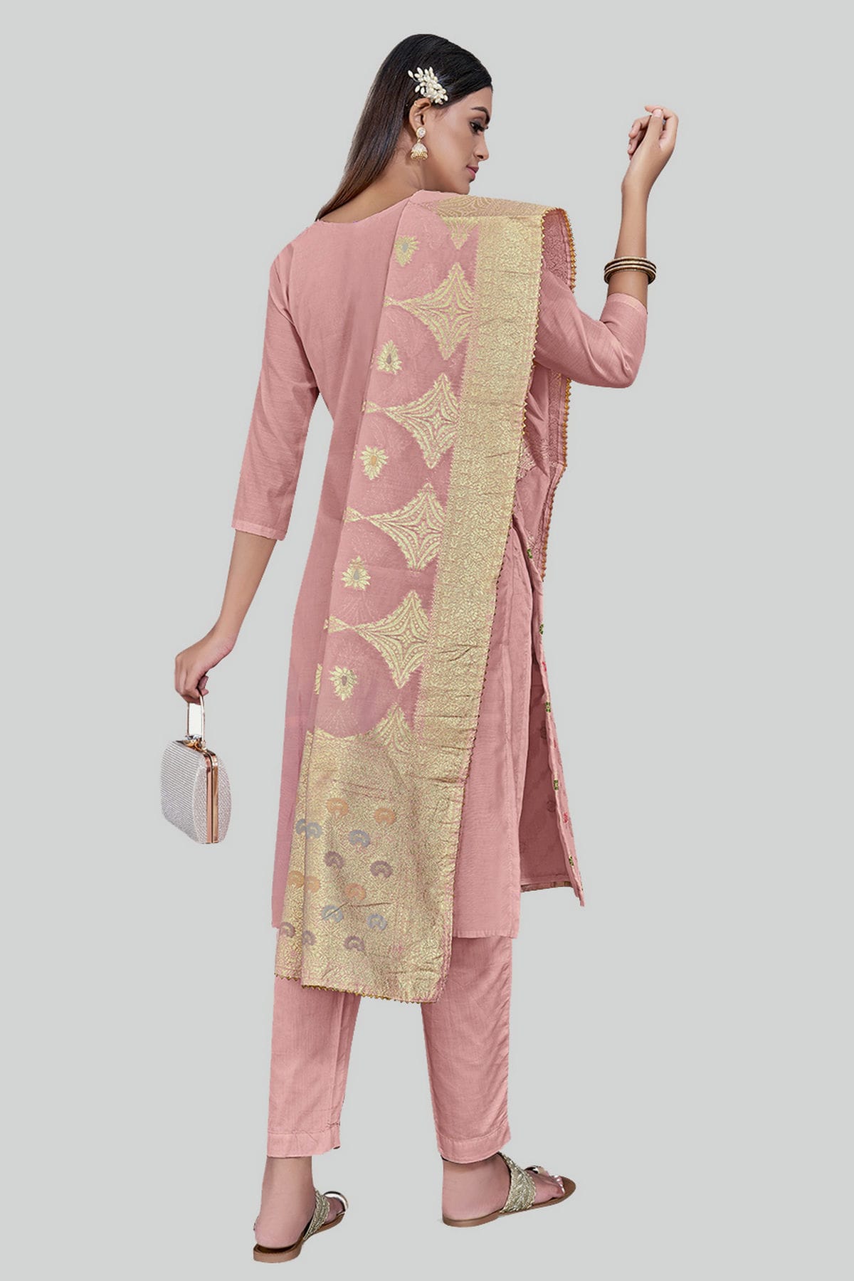 Pink Colour Chanderi Silk Pant Style Suit VSSM1110603
