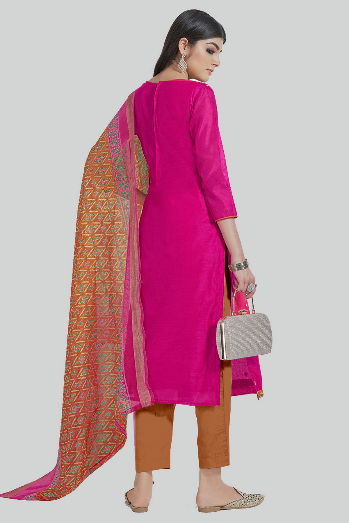 Pink Colour Chanderi Silk Pant Style Suit VSSM1110610