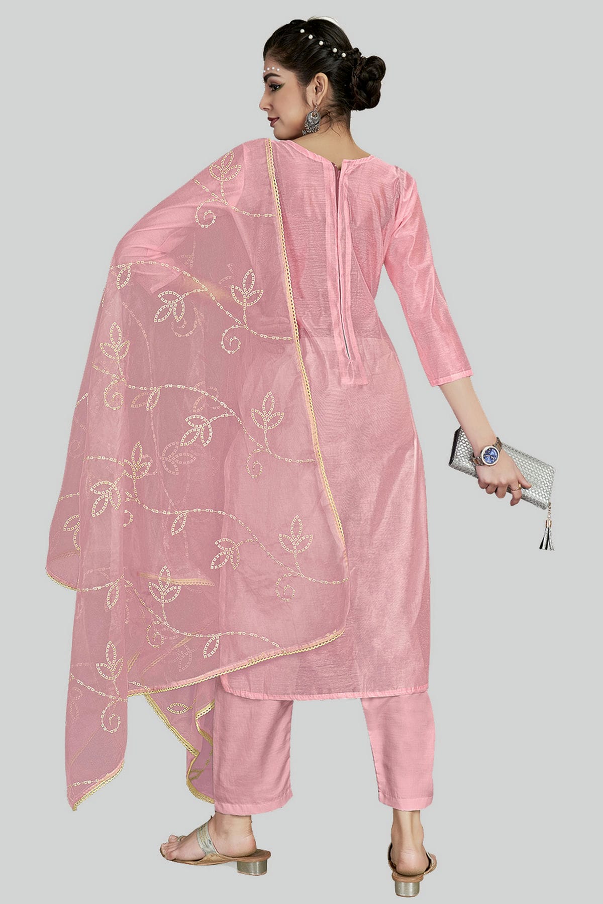Pink Colour Chanderi Silk Pant Style Suit VSSM1110638