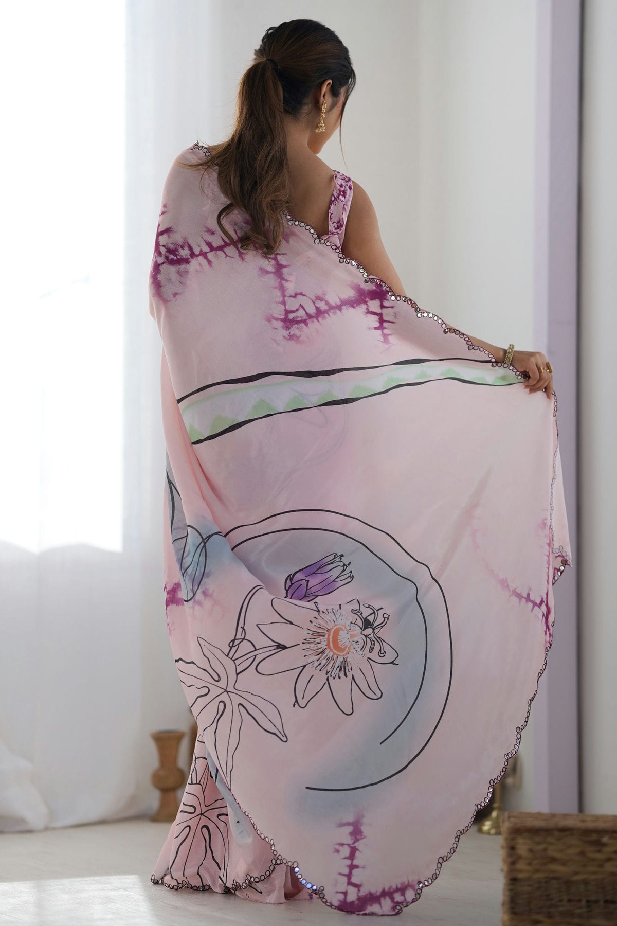 Pink Colour Chinon Printed Saree VSSD1112081