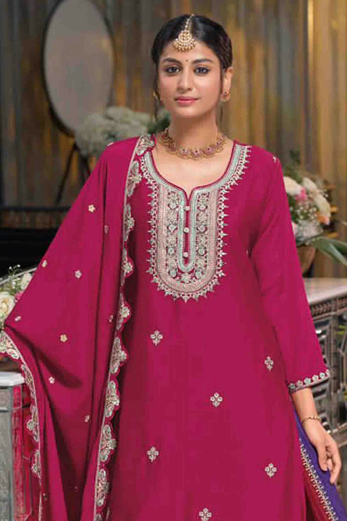 Pink Colour Chinon Stitched Lehenga Suit VSSS1140932