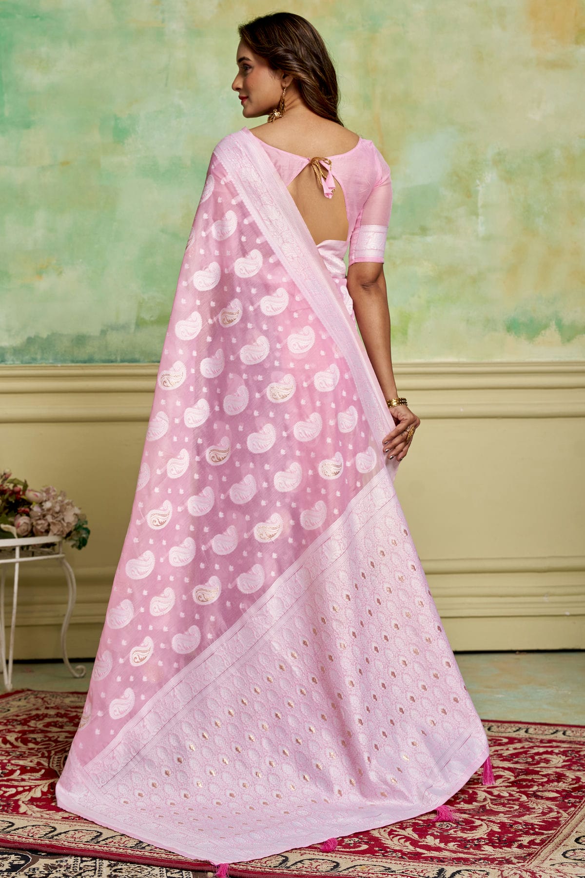 Pink Colour Cotton Traditional Saree VSSD1111899