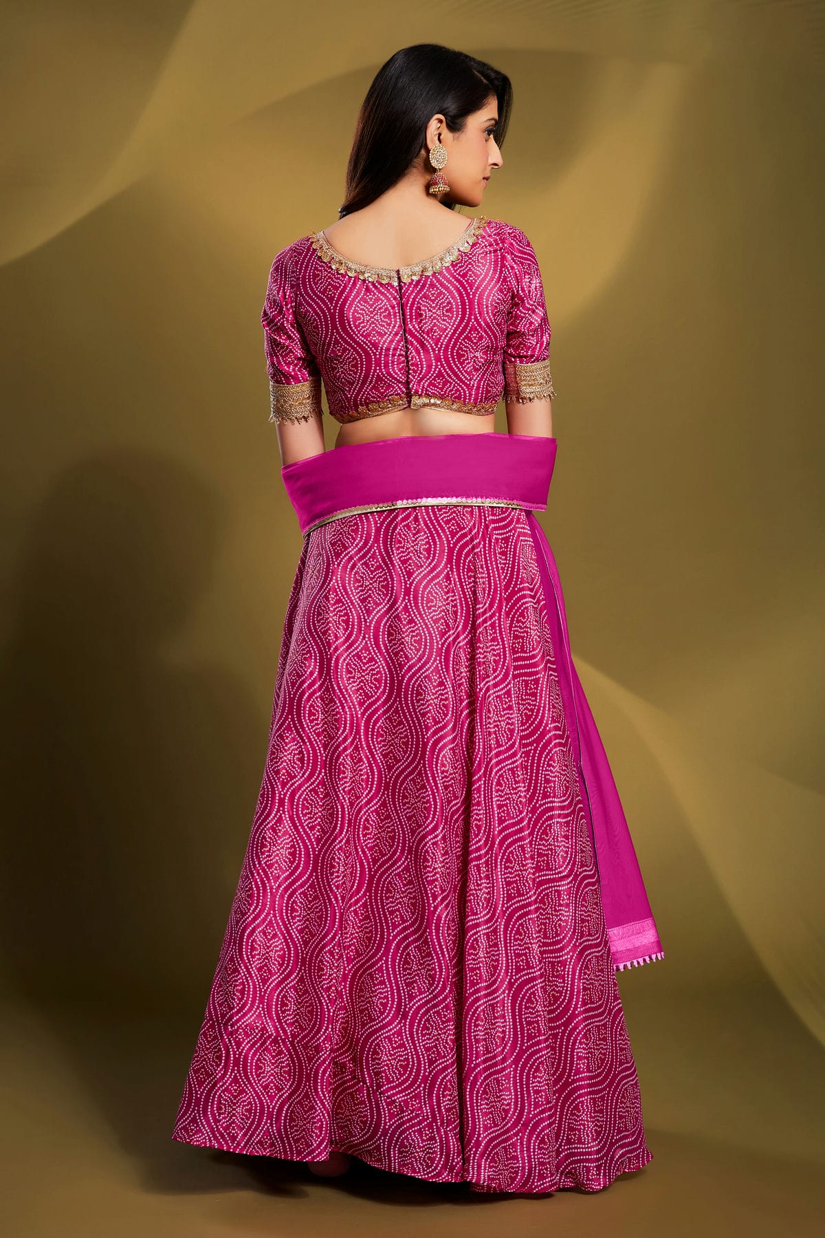Pink Colour Embroidery Crepe Lehenga Choli VSLD1080679