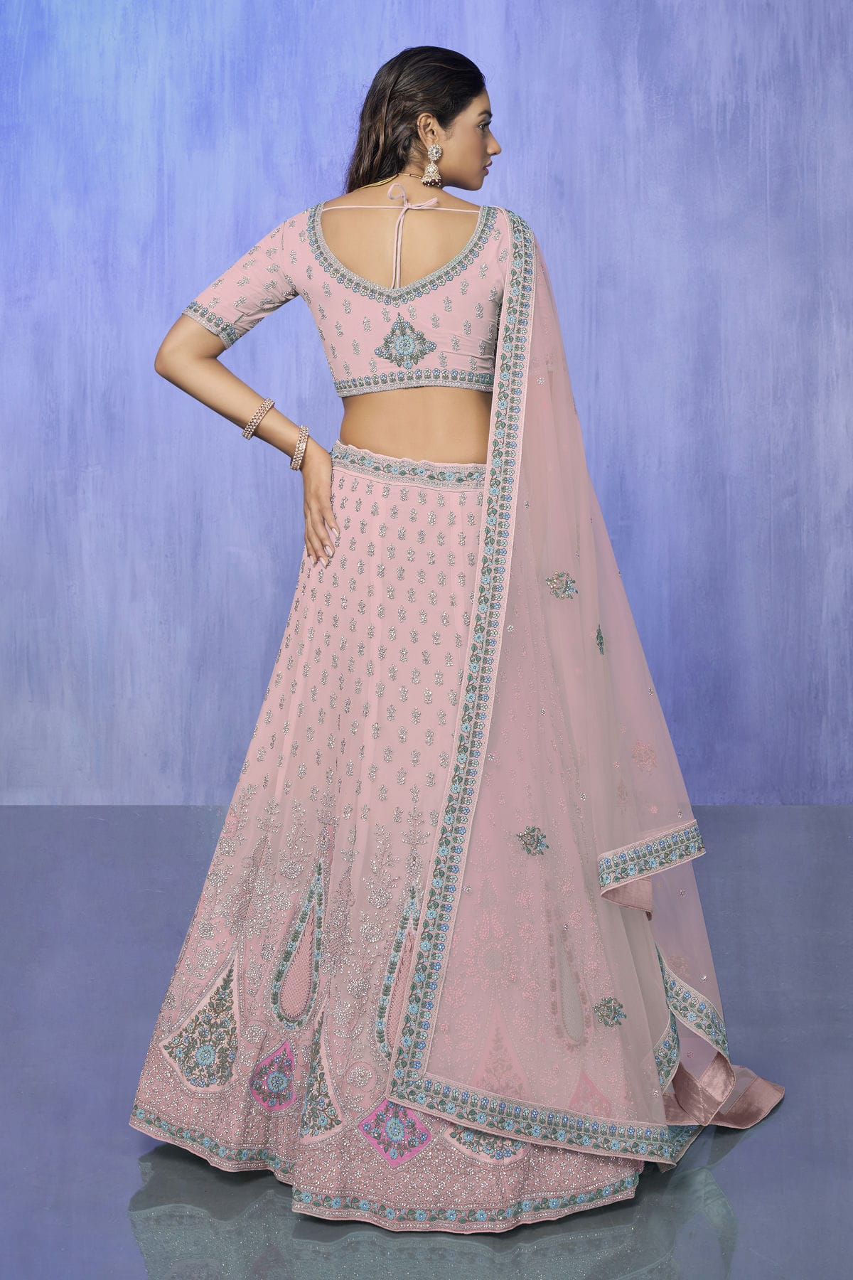 Pink Colour Embroidery Georgette Lehenga Choli VSLD1080739