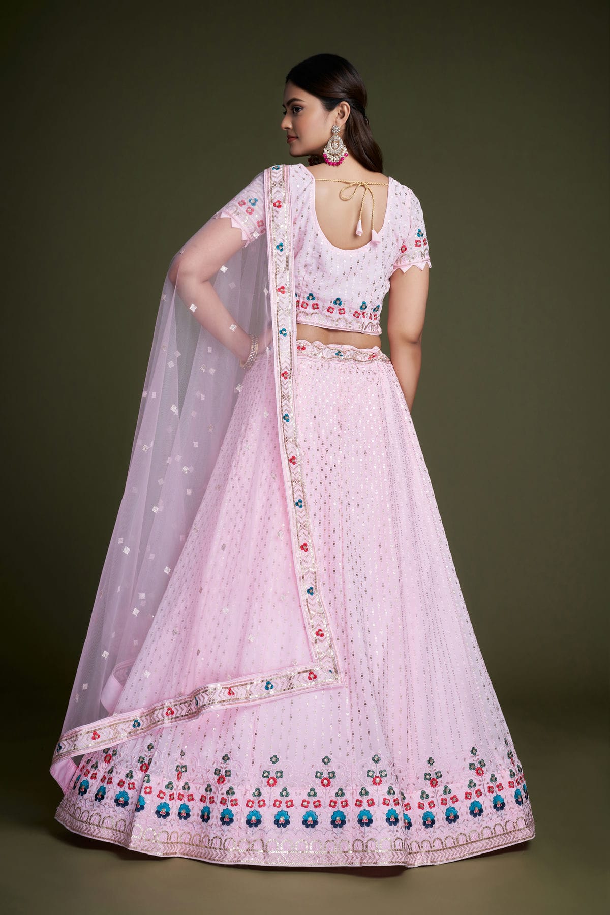 Pink Colour Embroidery Georgette Lehenga Choli VSLD1080842