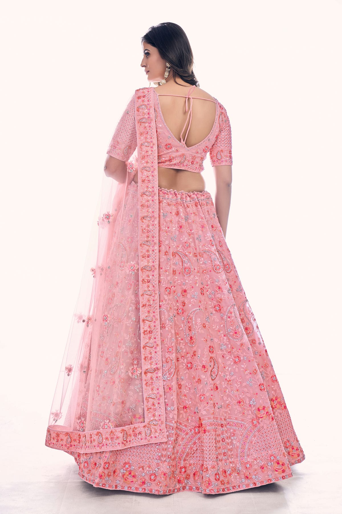 Pink Colour Embroidery Soft Net Lehenga Choli VSLD1080756