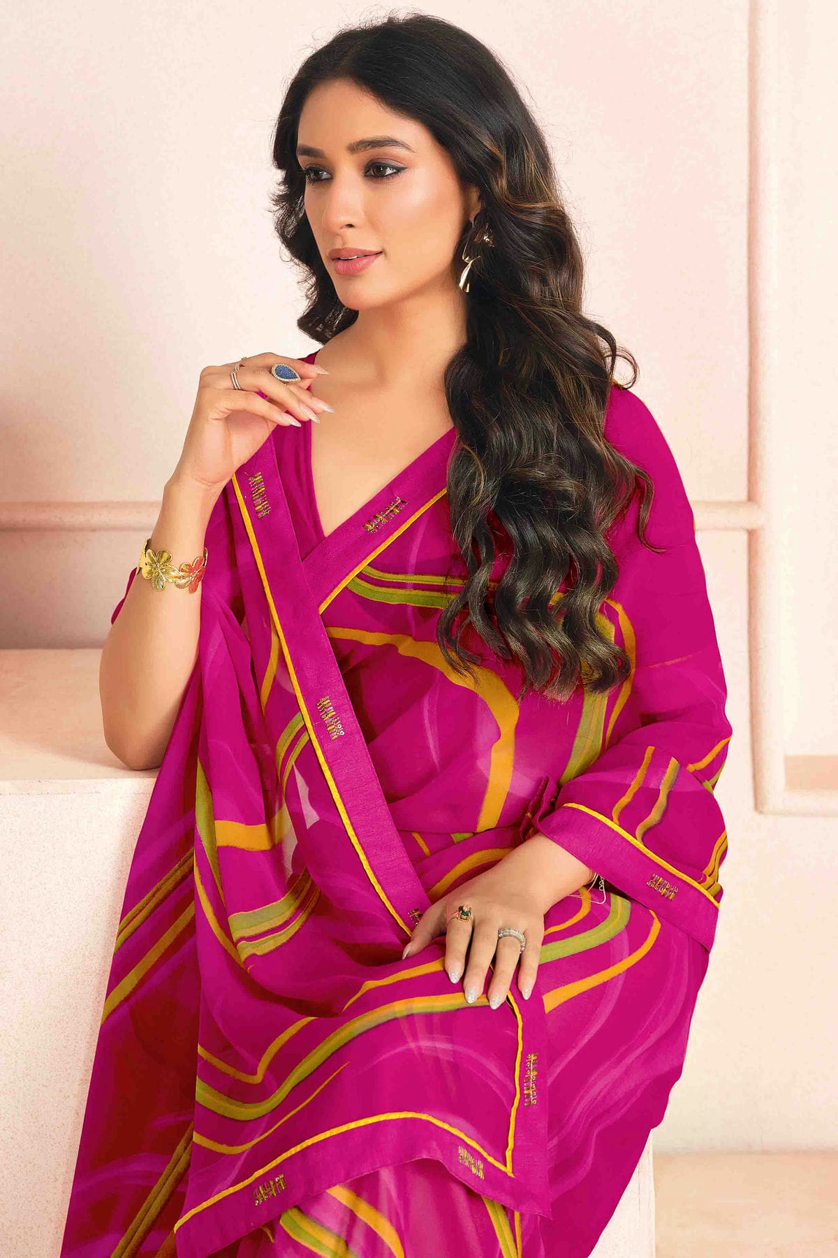 Pink Colour Georgette Digital Printed Printed Saree VSSD1113607