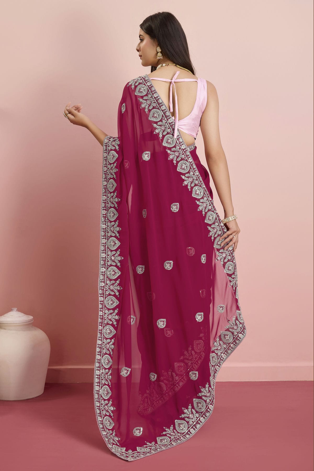 Pink Colour Georgette Saree VSSD1110469